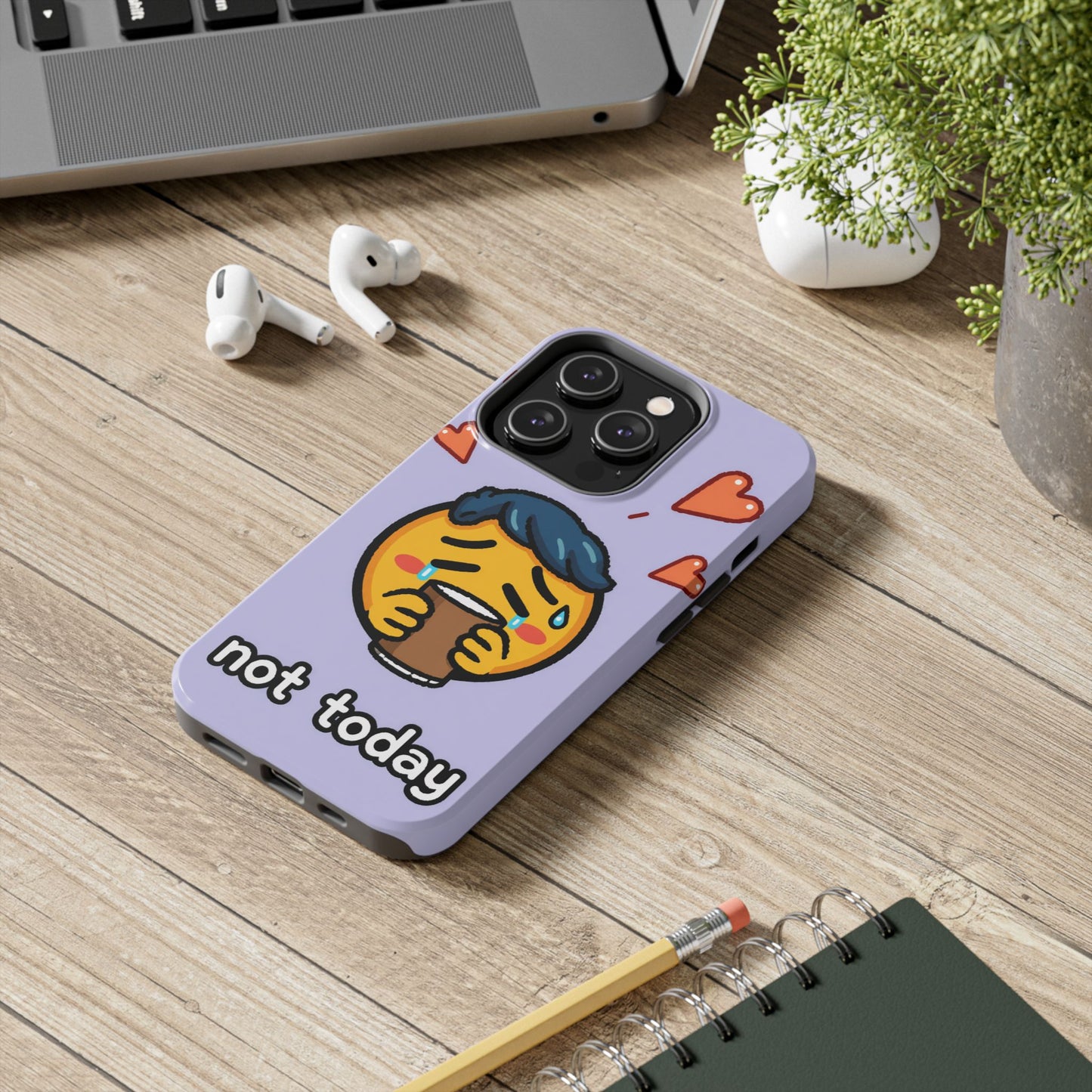 Cute Tough Phone Case - 'Not Today' Emoji Design
