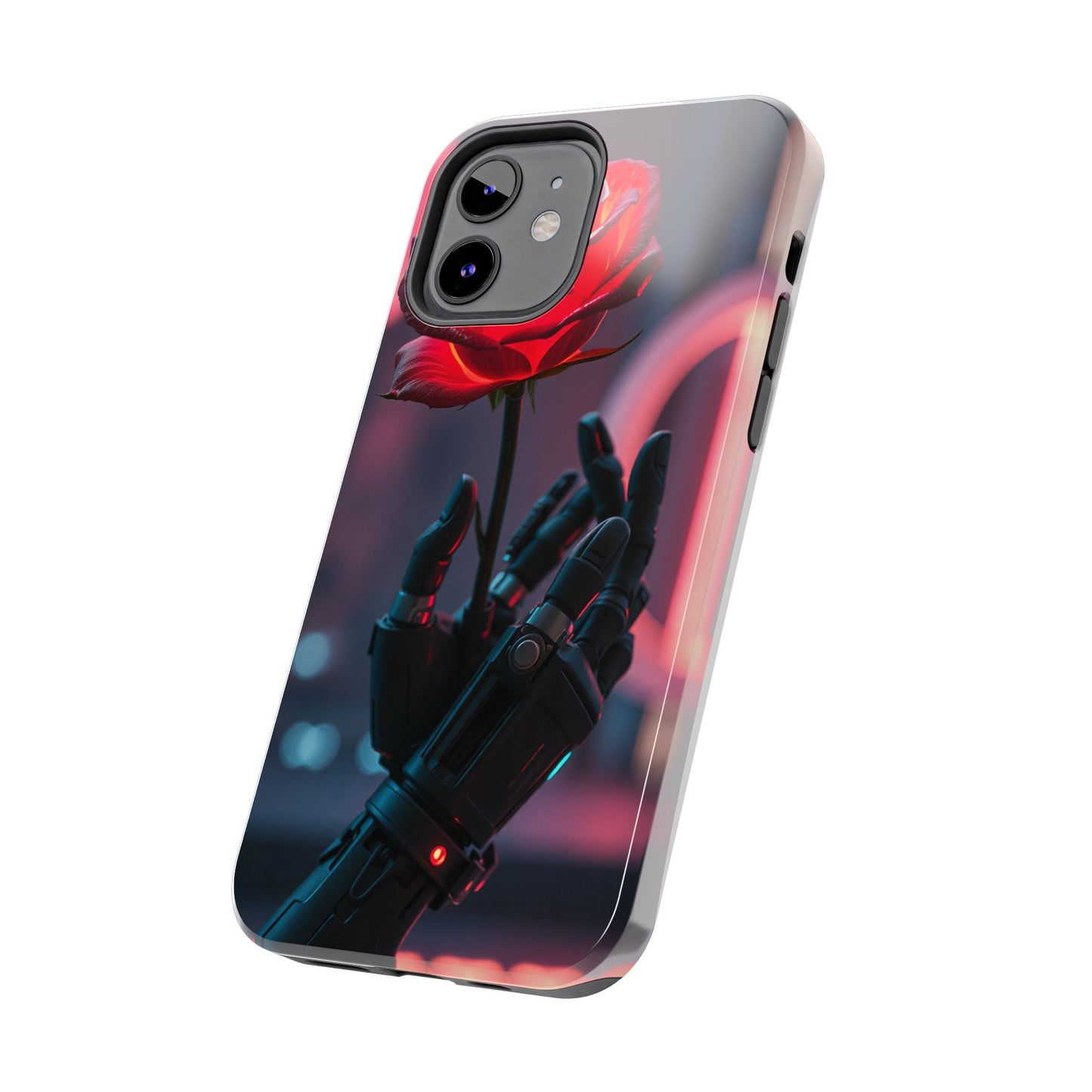 Futuristic Tough Phone Case with Robotic Rose Design | Durable Protection