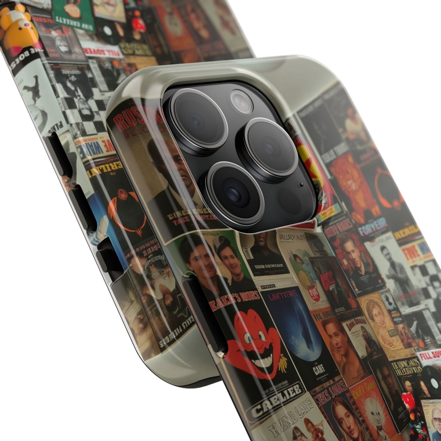 Retro Vibe Tough Phone Case - Vintage Movie Posters & Plush Toys Design