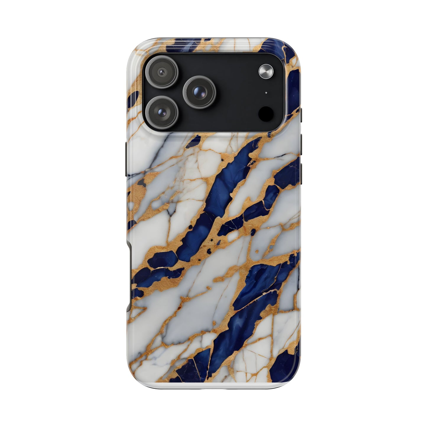 Stunning Marble Tough Phone Case - Elegant Blue & Gold Design Stylish Protection - for iPhone