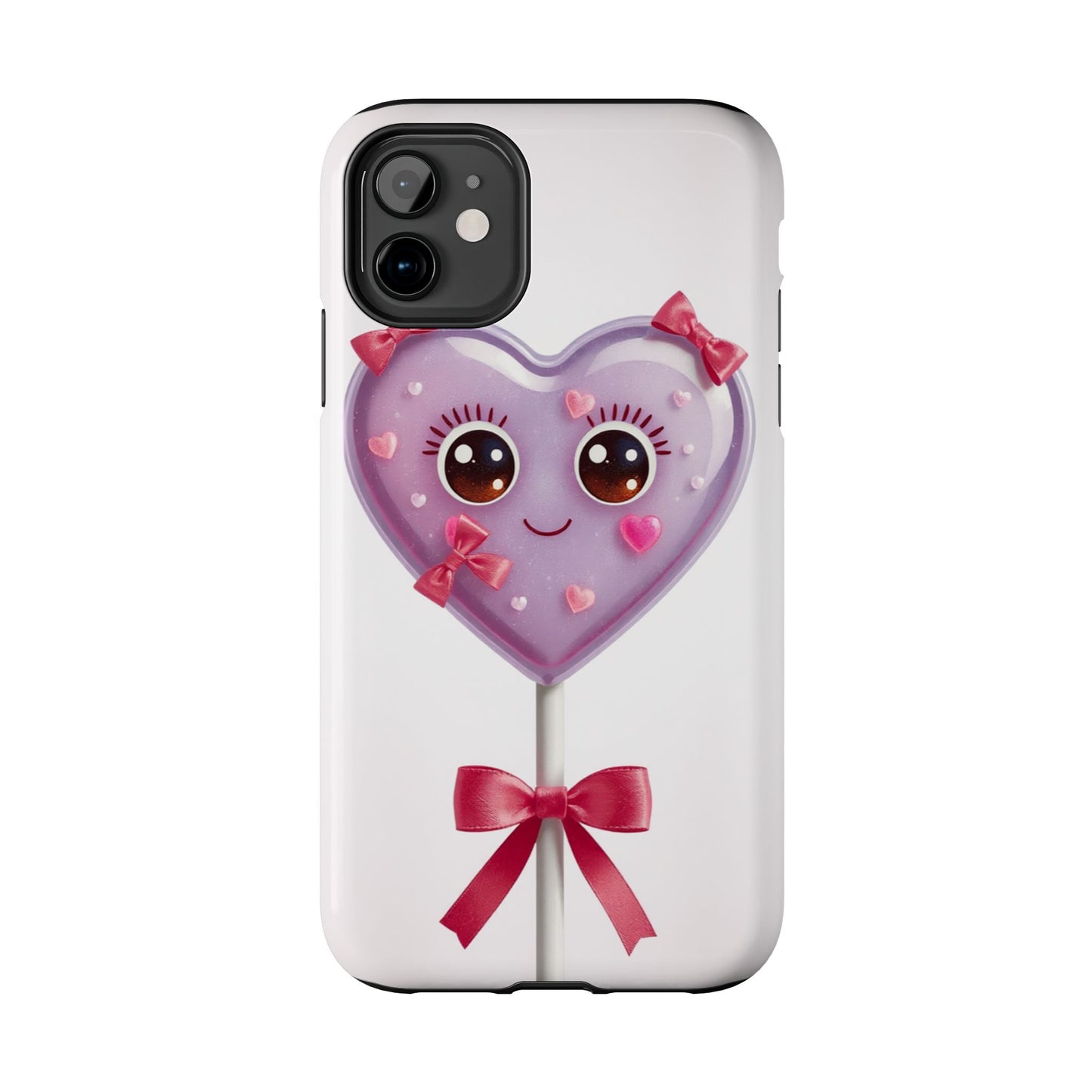 Cute Heart Lollipop Tough Phone Case - Adorable Protection for Candy Lovers