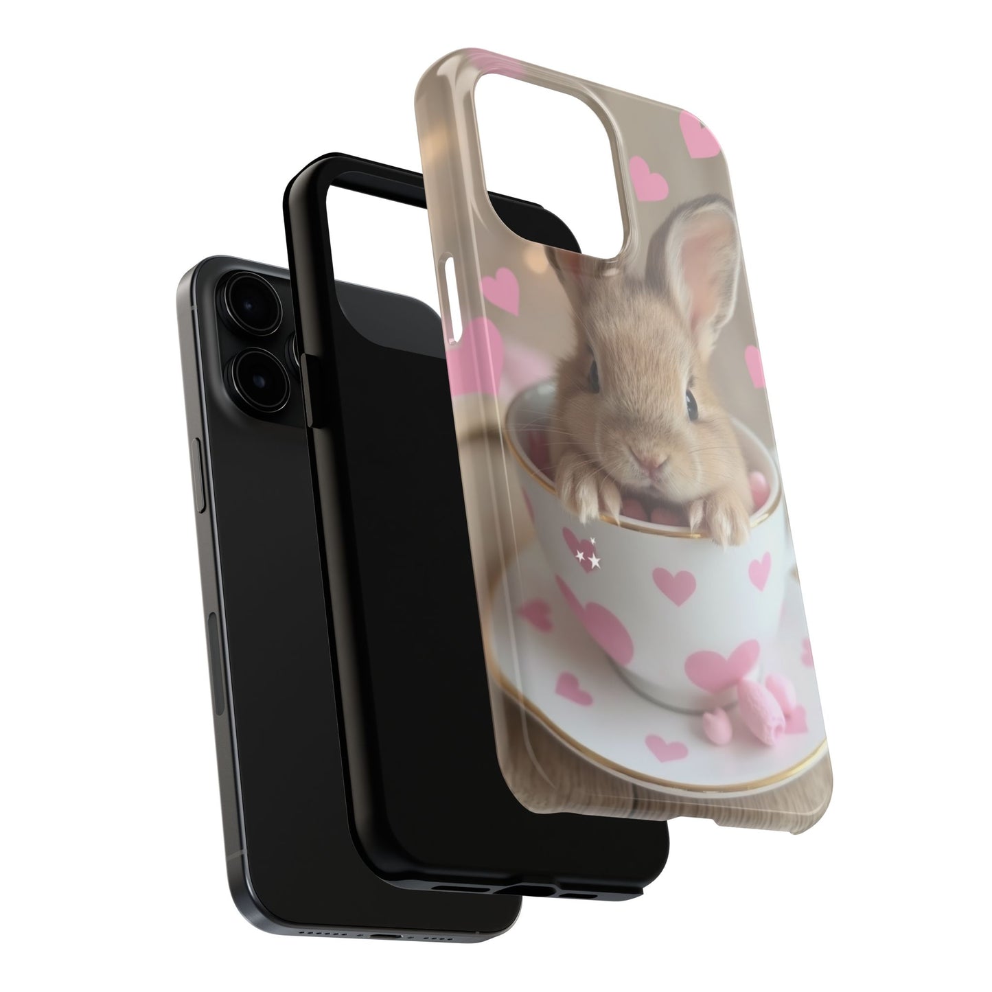 Adorable Bunny Phone Case with Heart Design - Cute Gift for Animal Lovers