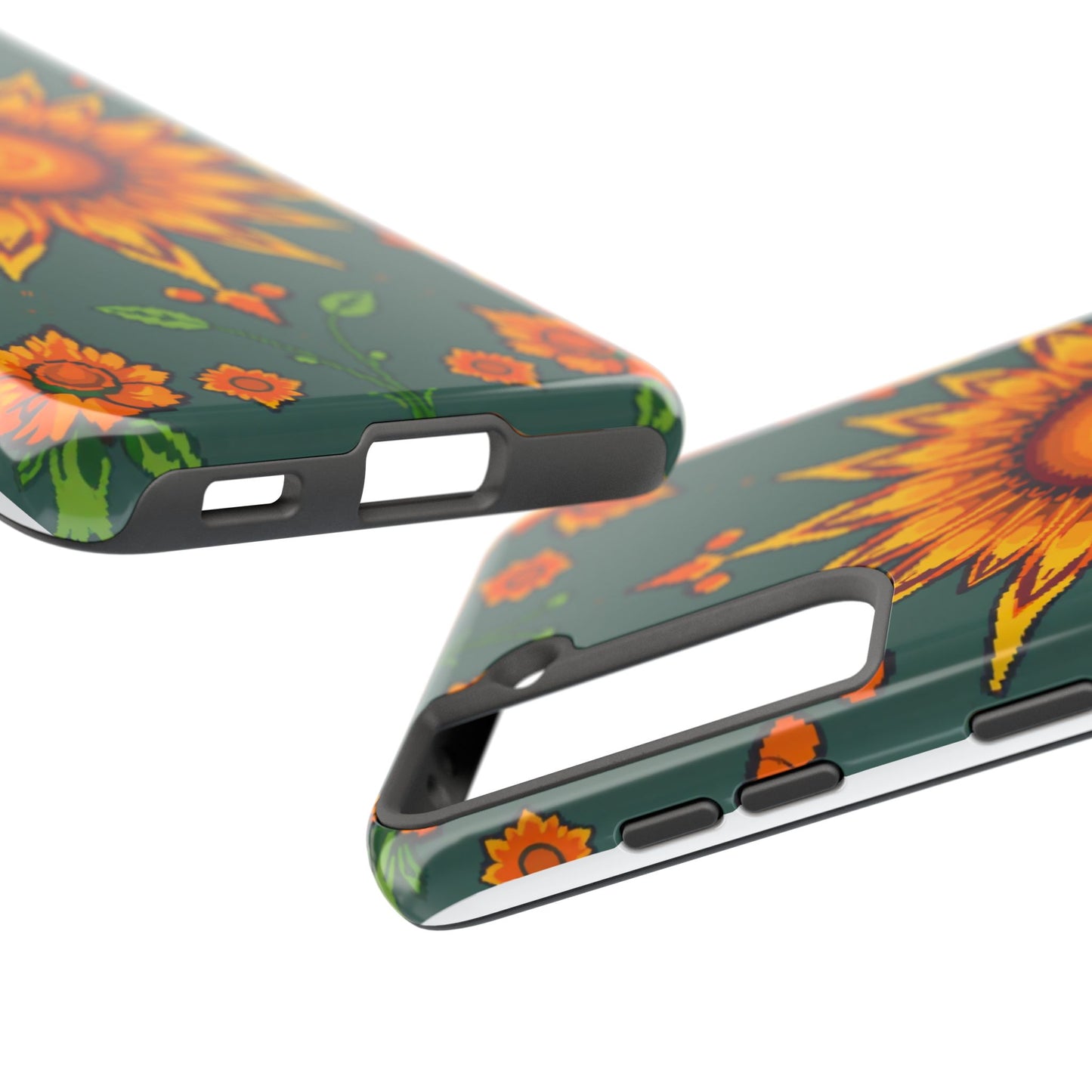 Pixelated Vibrant Floral Tough Phone Case | Sunflower Design for Nature Lovers - for iPhone