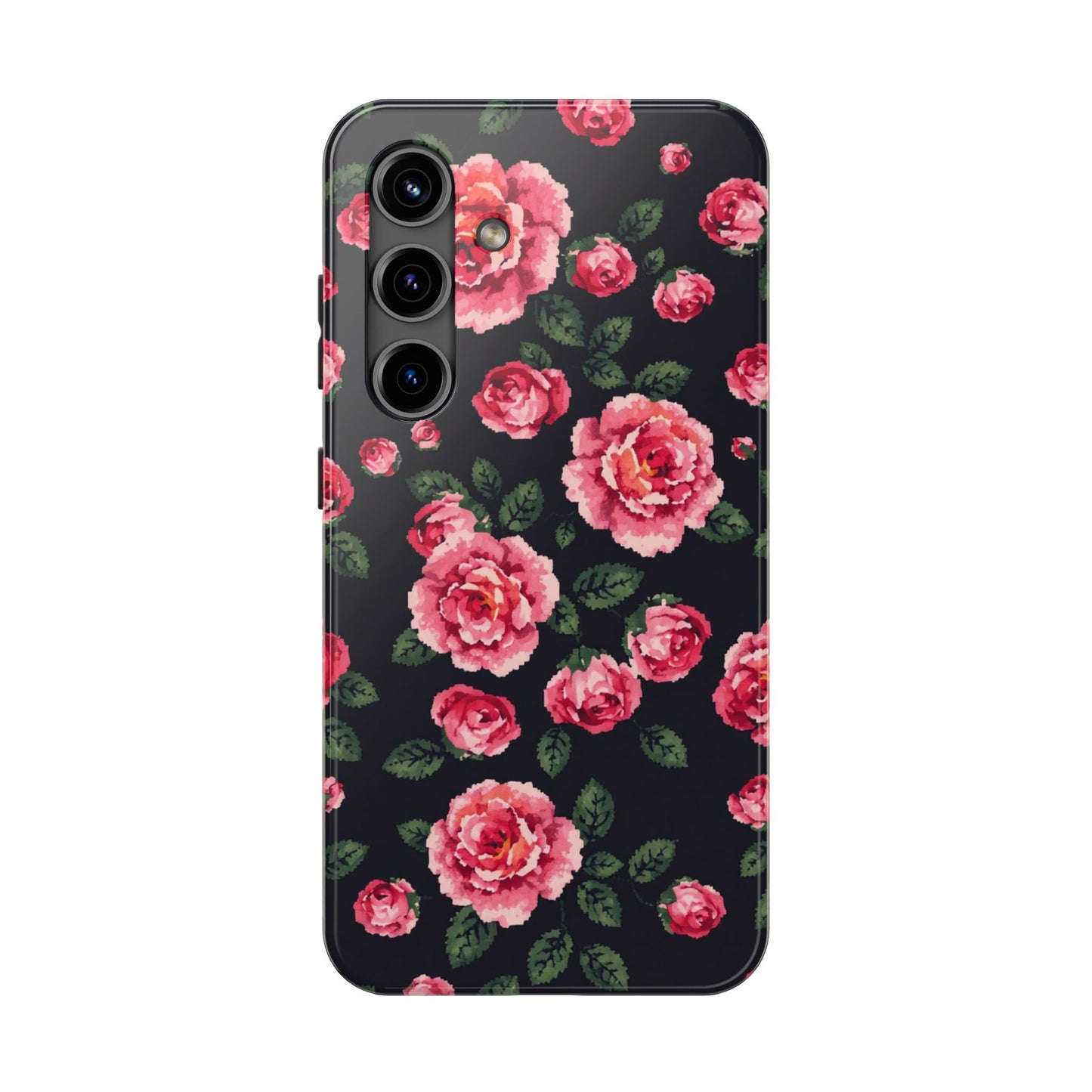 Pixelated Floral Tough Phone Case - Elegant Rose Design for Protection & Style - for iPhone