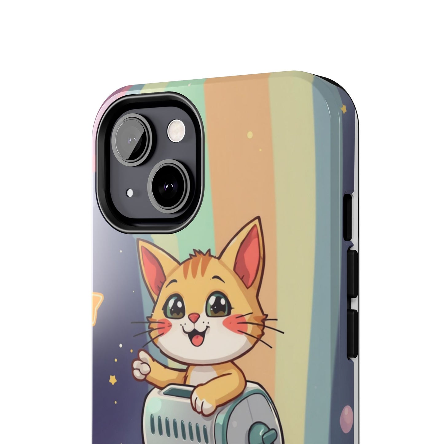 Cute Cat Rocket Phone Case - Vibrant and Playful Tough Case