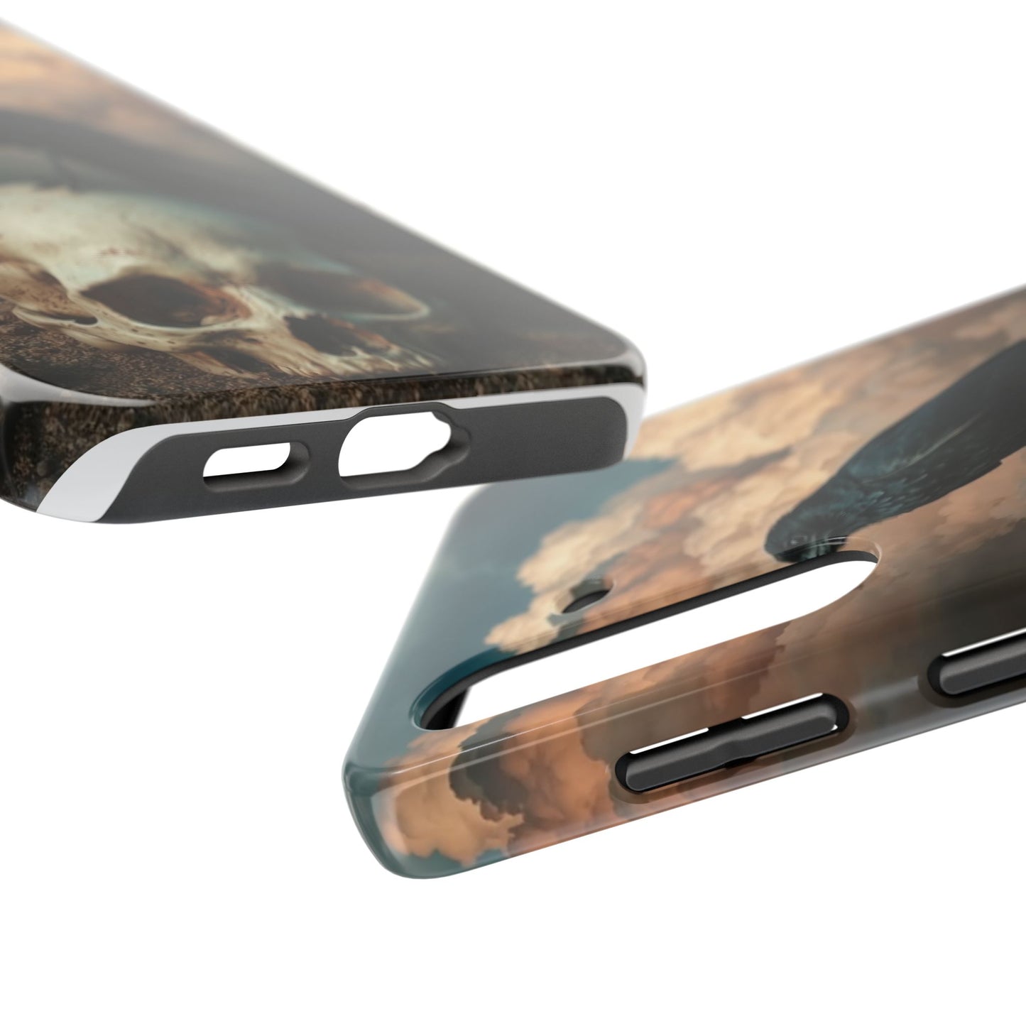 Gothic Raven Skull Tough Phone Case - Unique Protective Cover for Halloween Lovers