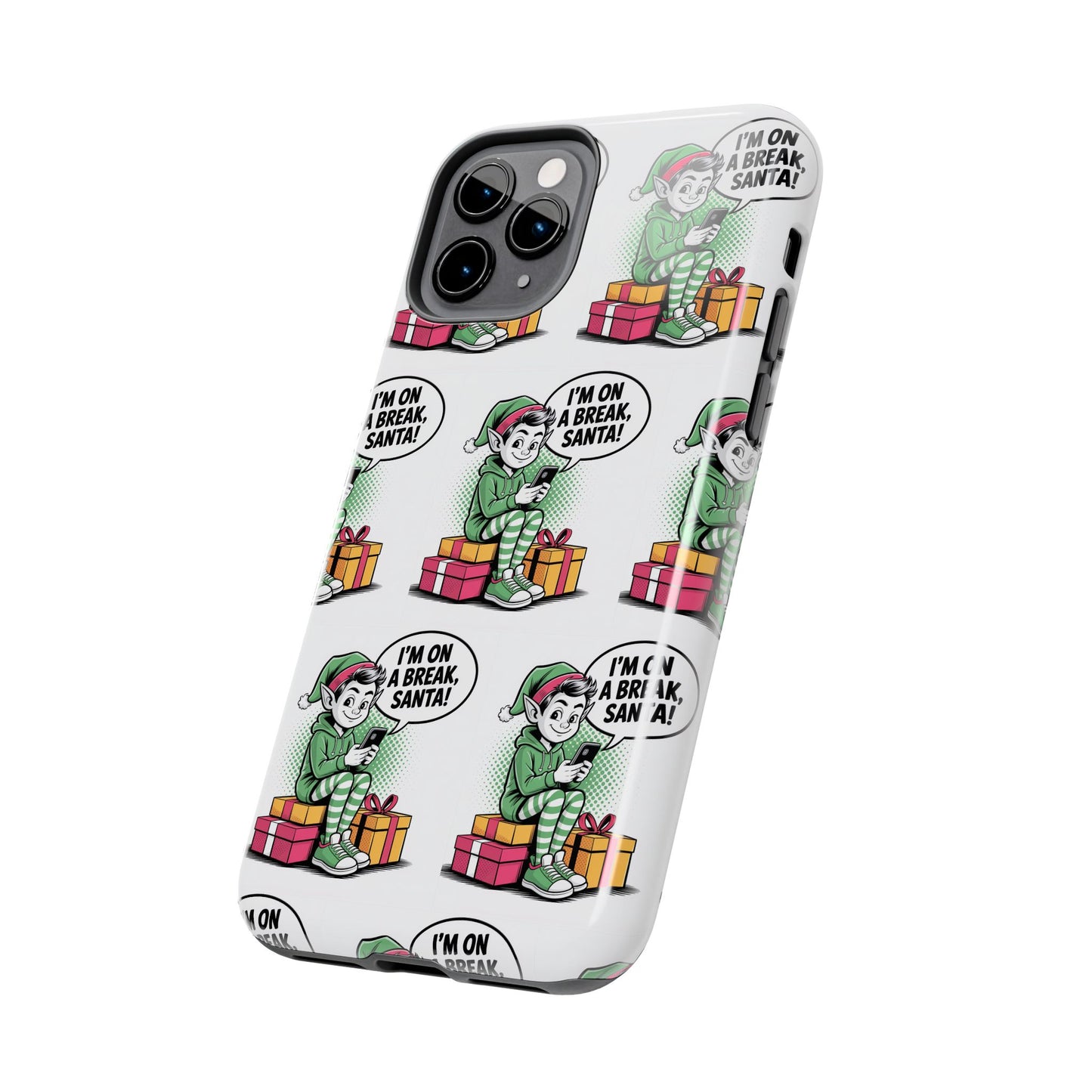 Christmas Elf Tough Phone Case - I'm on a Break, Santa Pattern!