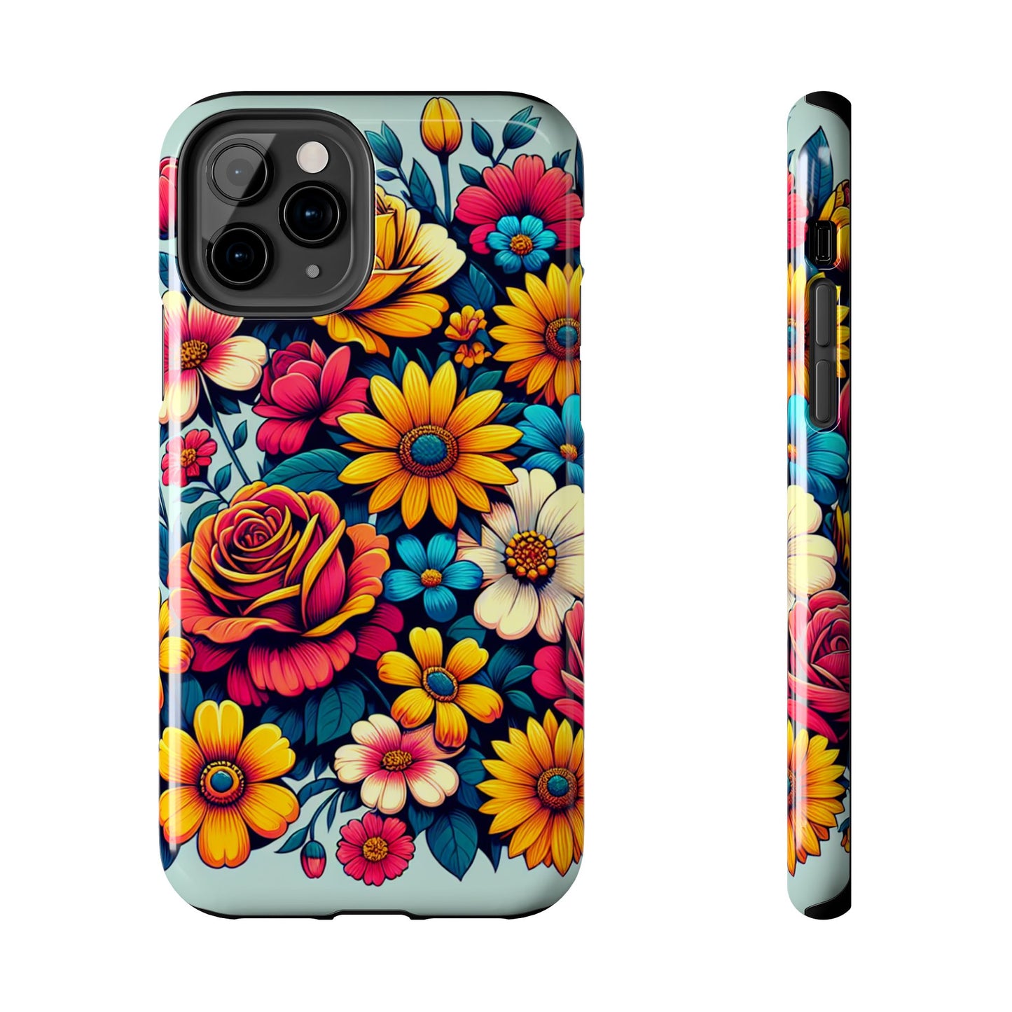 Vibrant Floral Tough Phone Case - Colorful Flower Design - for iPhone