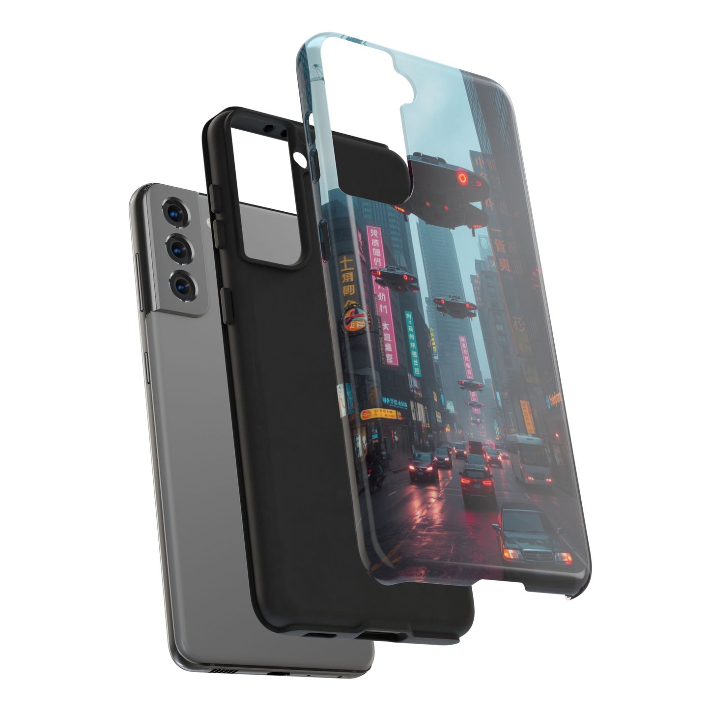 Futuristic City Tough Phone Case - Sci-Fi Design for Urban Explorers