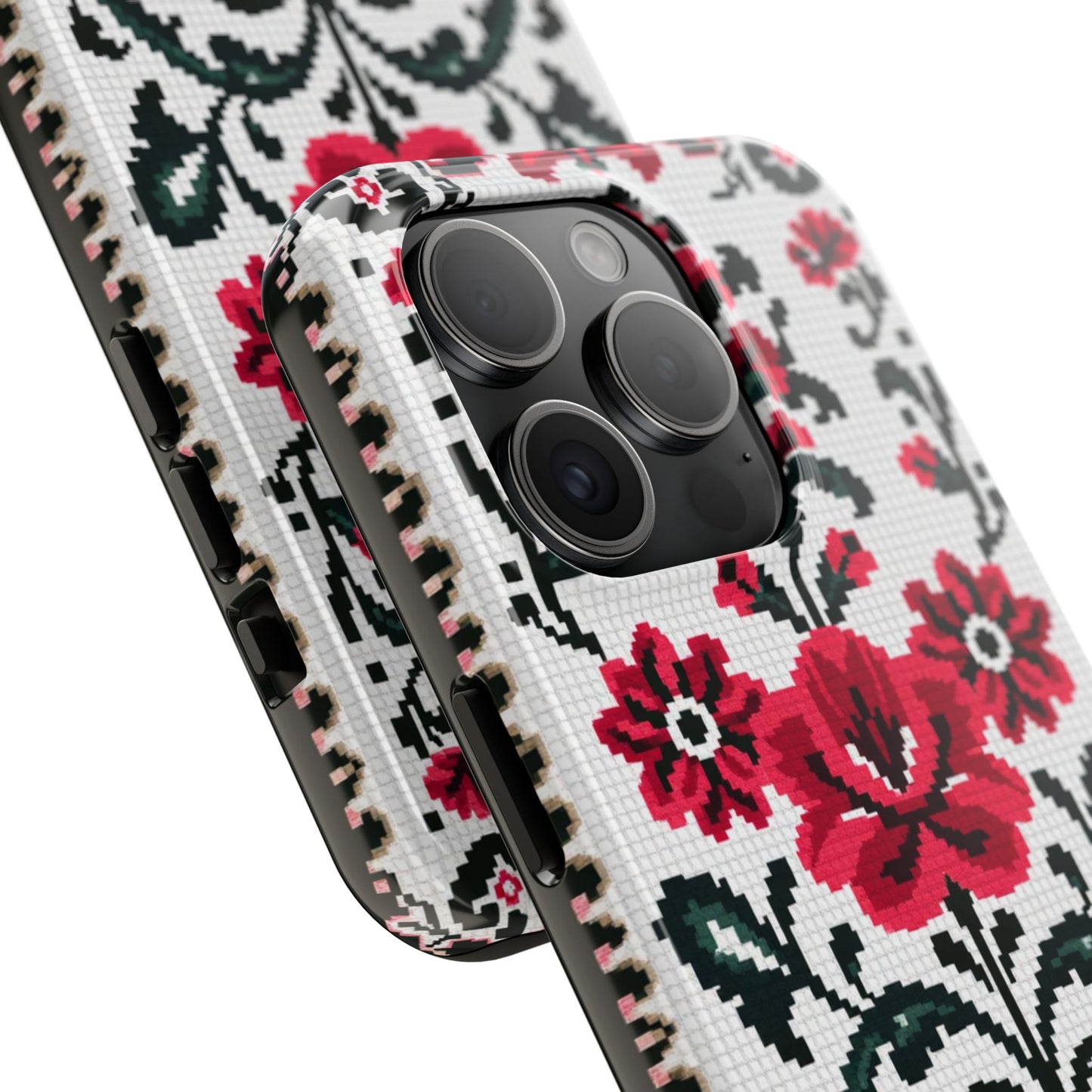 Traditional Floral Knit Tough Phone Cases - Durable Protection with Vintage Style - for iPhone