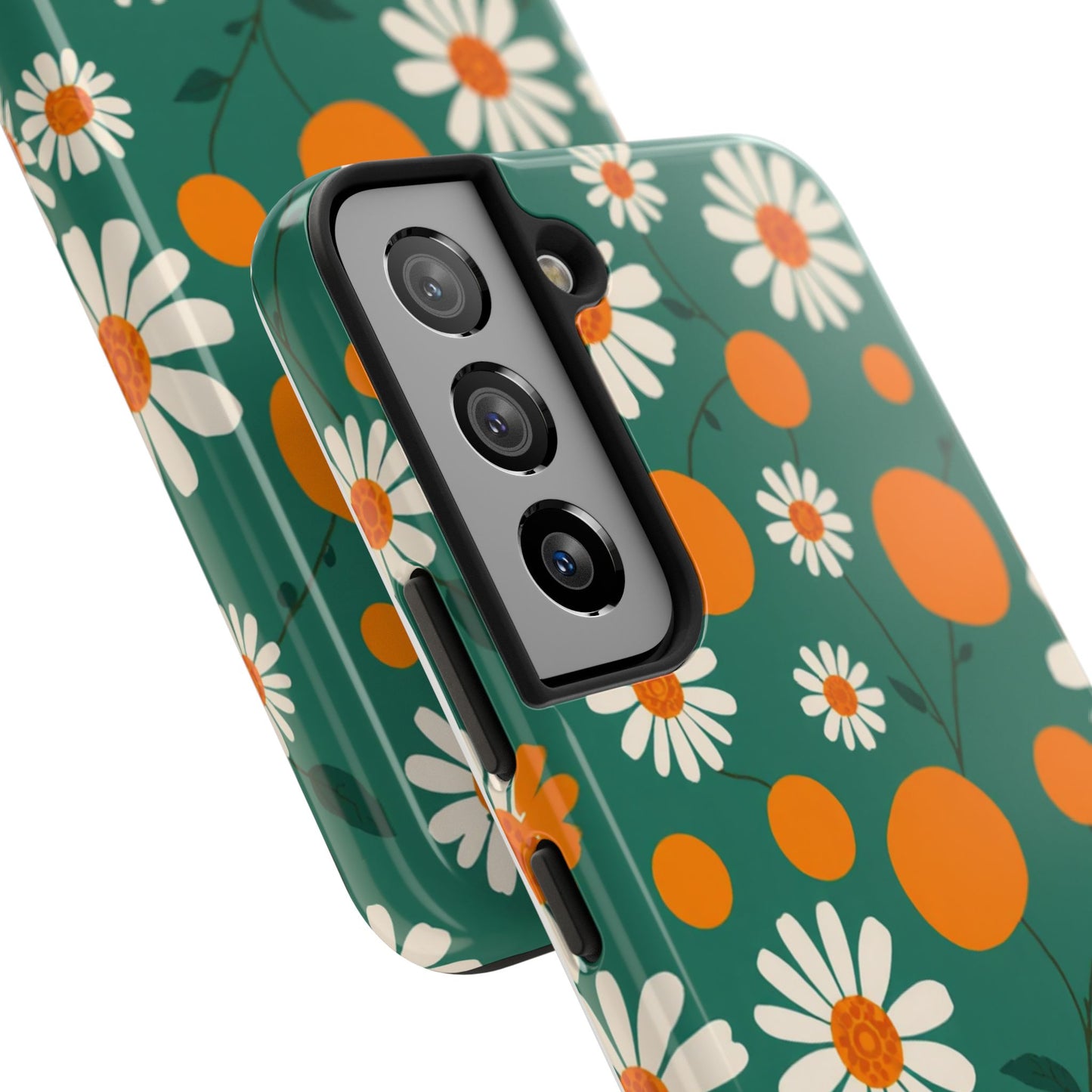 Floral Tough Phone Case - Daisy & Orange Design