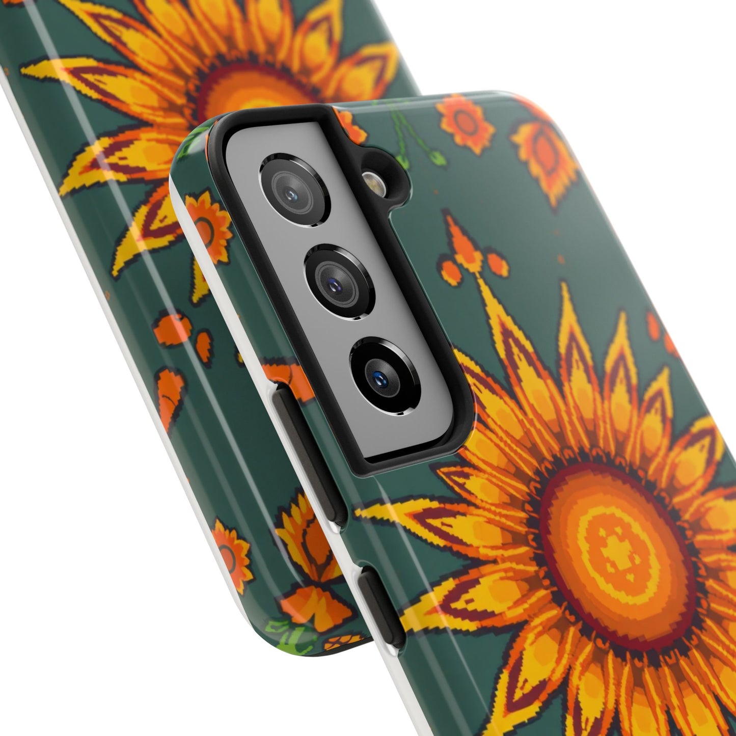Pixelated Vibrant Floral Tough Phone Case | Sunflower Design for Nature Lovers - for iPhone