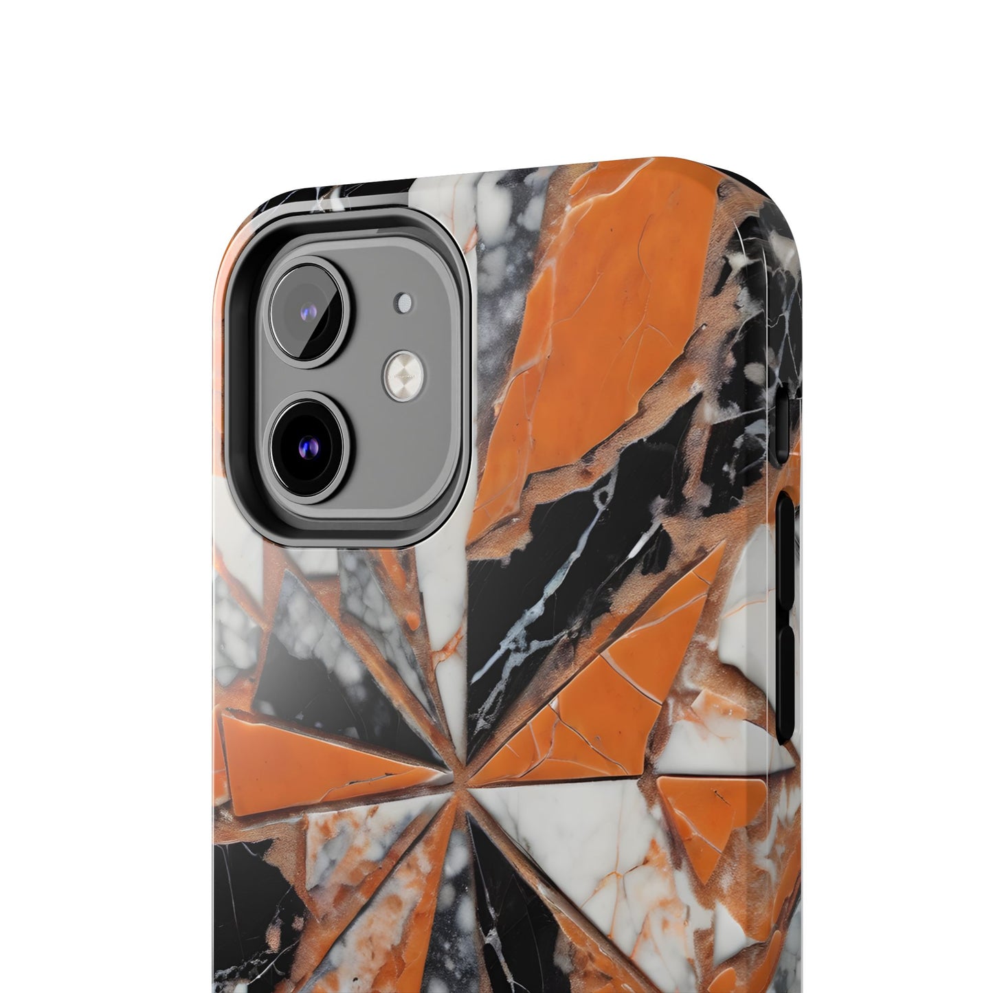 Shattered Pieces Marble Black and Orange Tough Phone Case - for iPhone