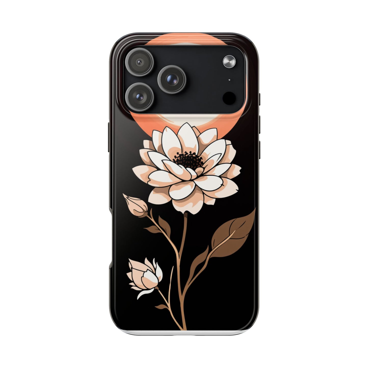 Elegant Contrast Floral Tough Phone Case - Stylish Protection for Your Device - for iPhone