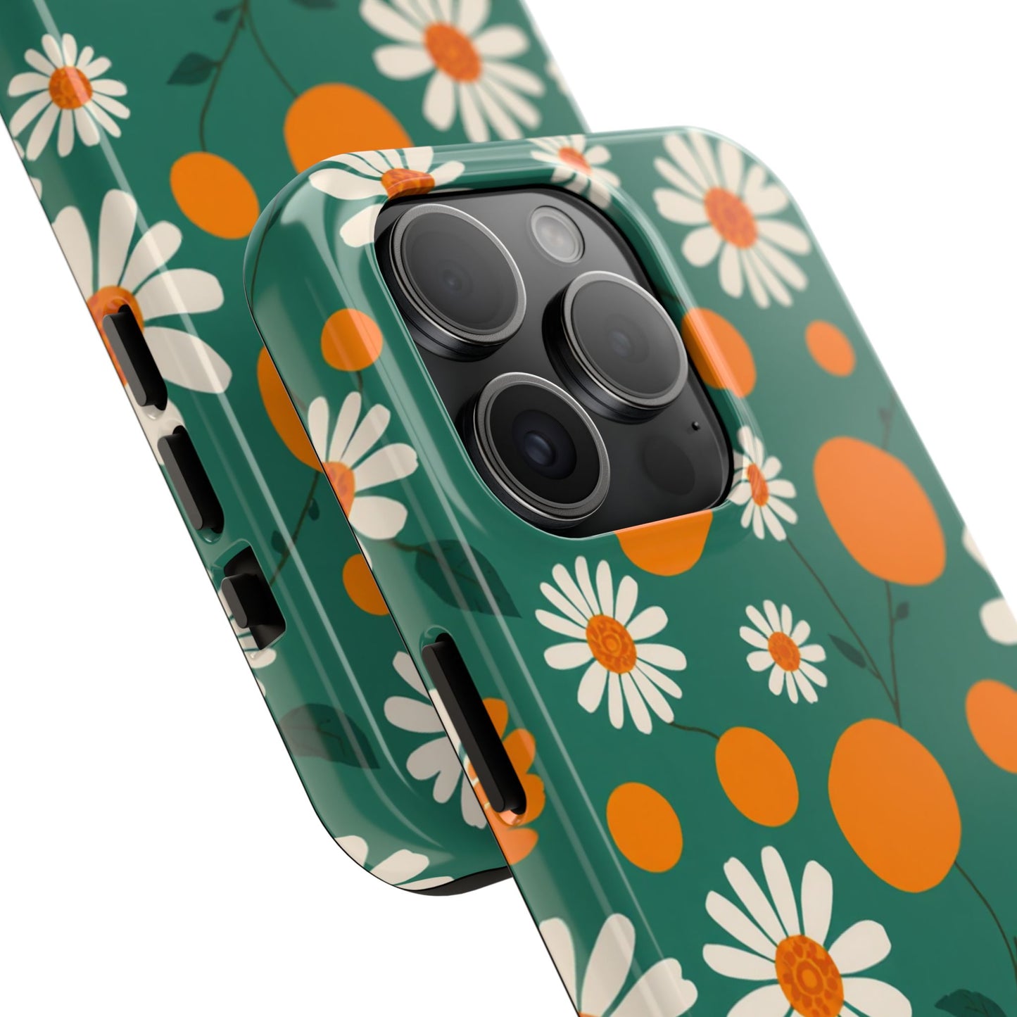 Floral Tough Phone Case - Daisy & Orange Design