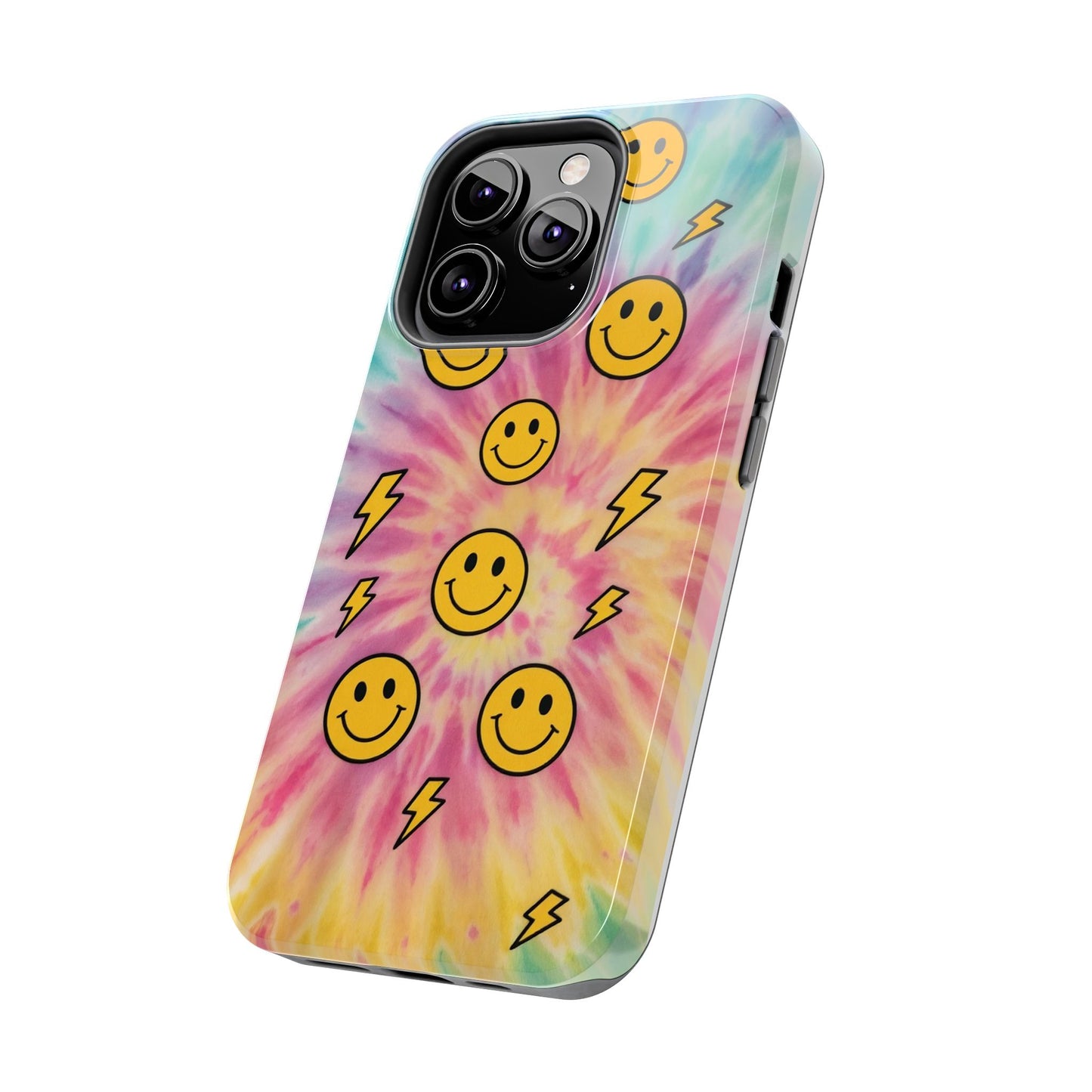 Colorful Smiley Lightning Tough Phone Case - Fun & Durable
