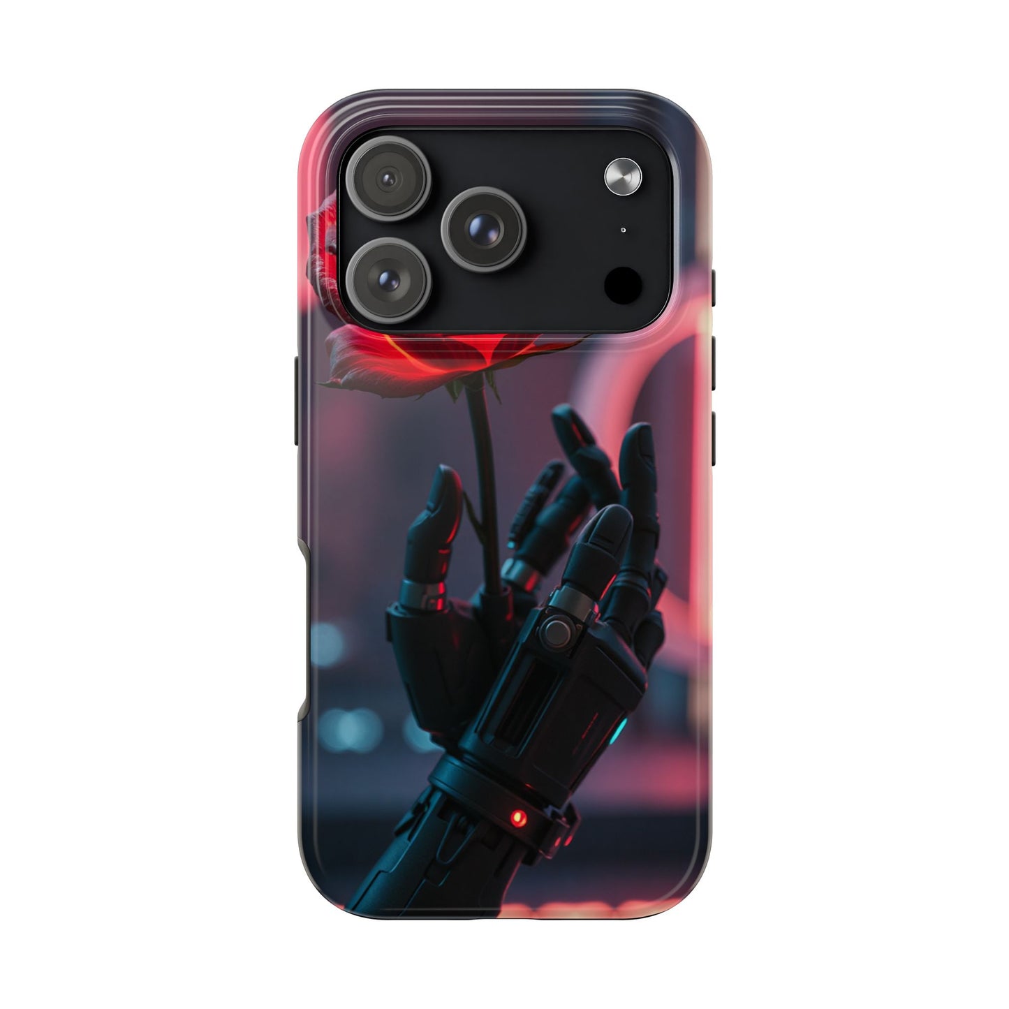 Futuristic Tough Phone Case with Robotic Rose Design | Durable Protection