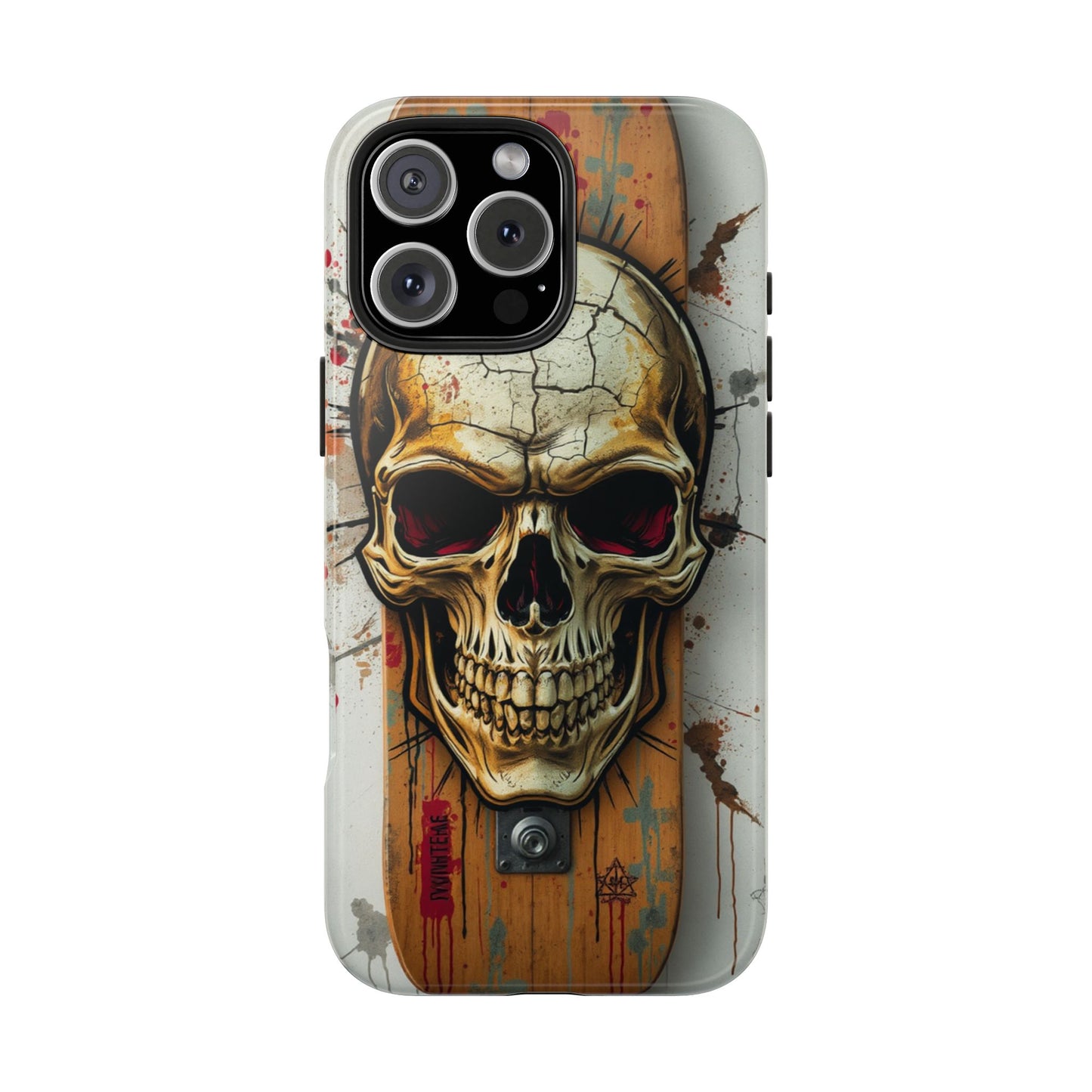 Edgy Skull Tough Phone Case - Durable Protection for Skateboard Enthusiasts
