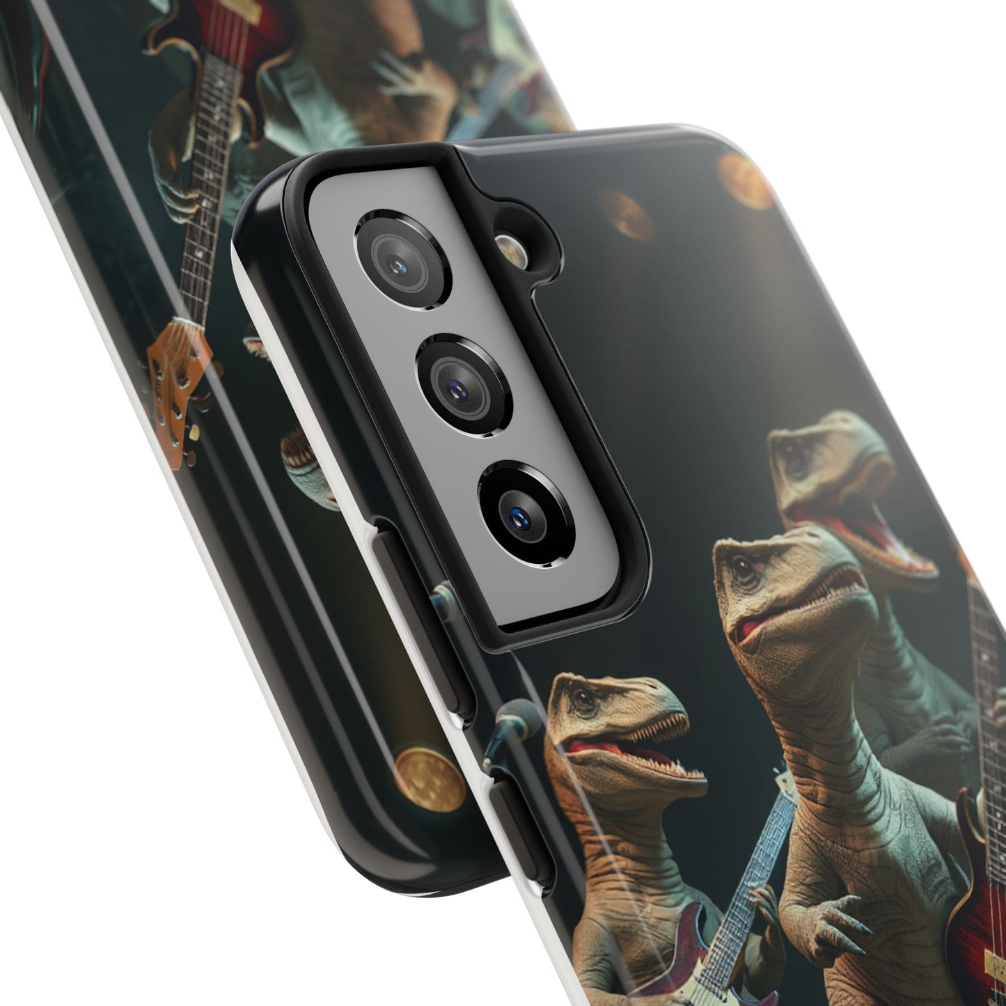 Rockin' Dinosaur Tough Phone Cases - Perfect for Music Lovers and Kids!
