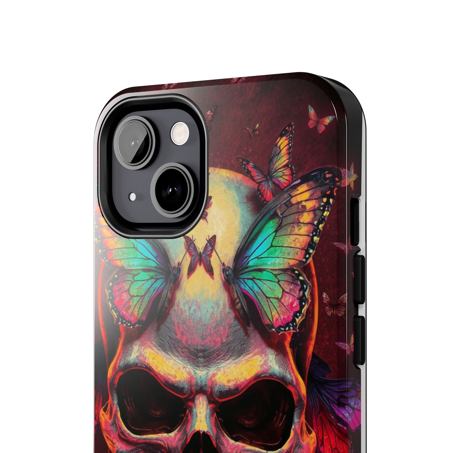 Gothic Skull Phone Case with Butterflies - Durable Tough Phone Case