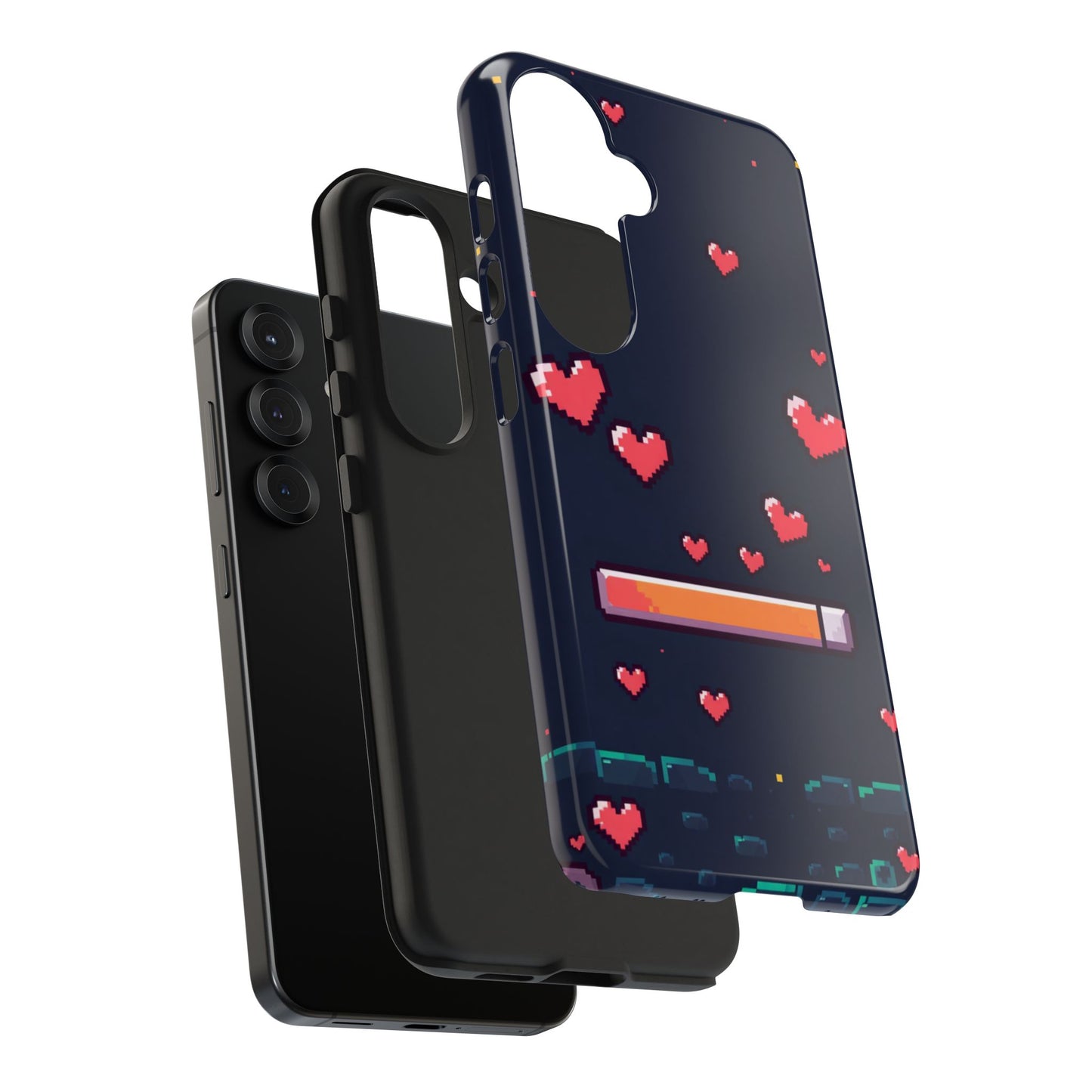 Pixel Heart Tough Phone Case - Retro Gamer Style for Valentine's Day