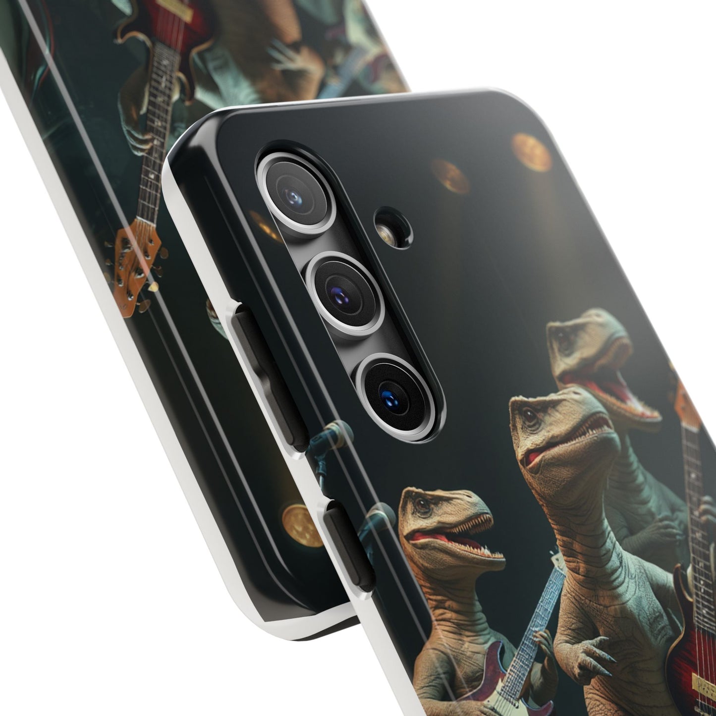 Rockin' Dinosaur Tough Phone Cases - Perfect for Music Lovers and Kids!