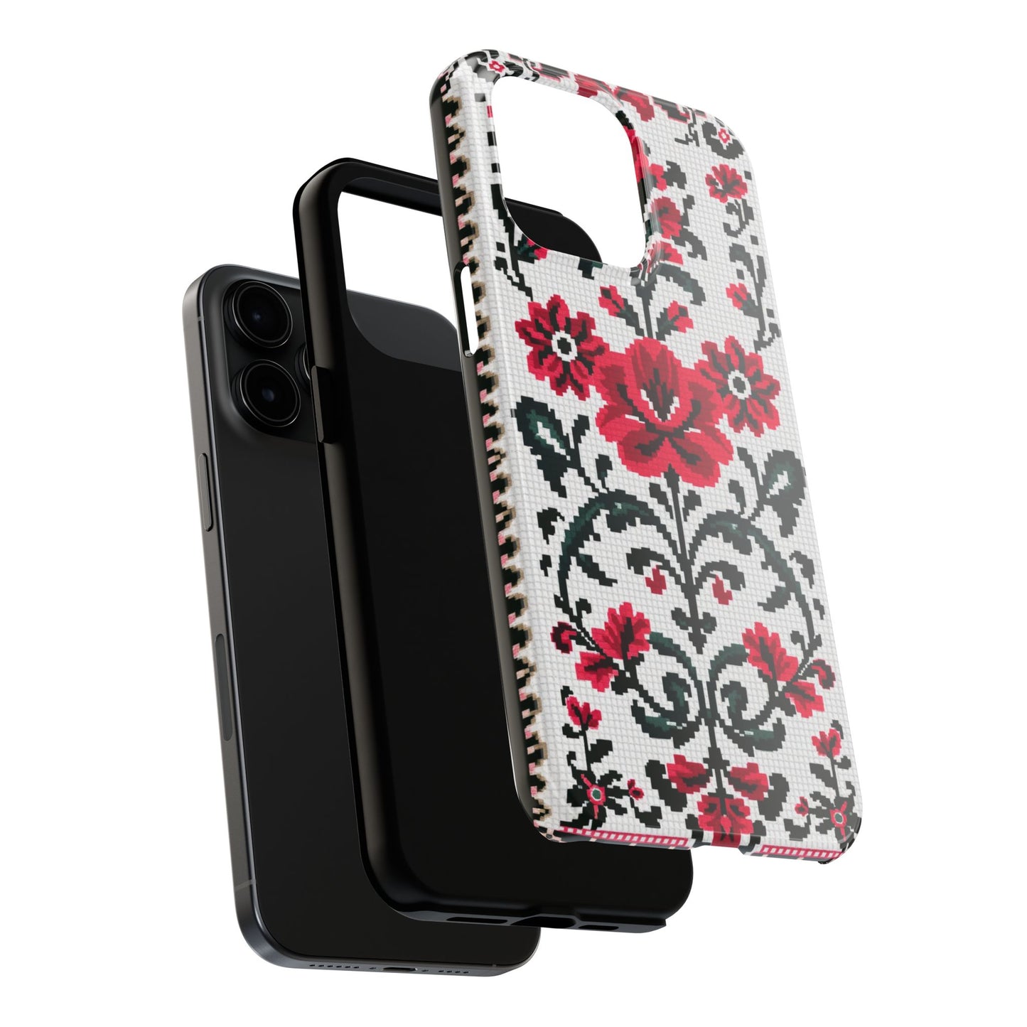 Traditional Floral Knit Tough Phone Cases - Durable Protection with Vintage Style - for iPhone