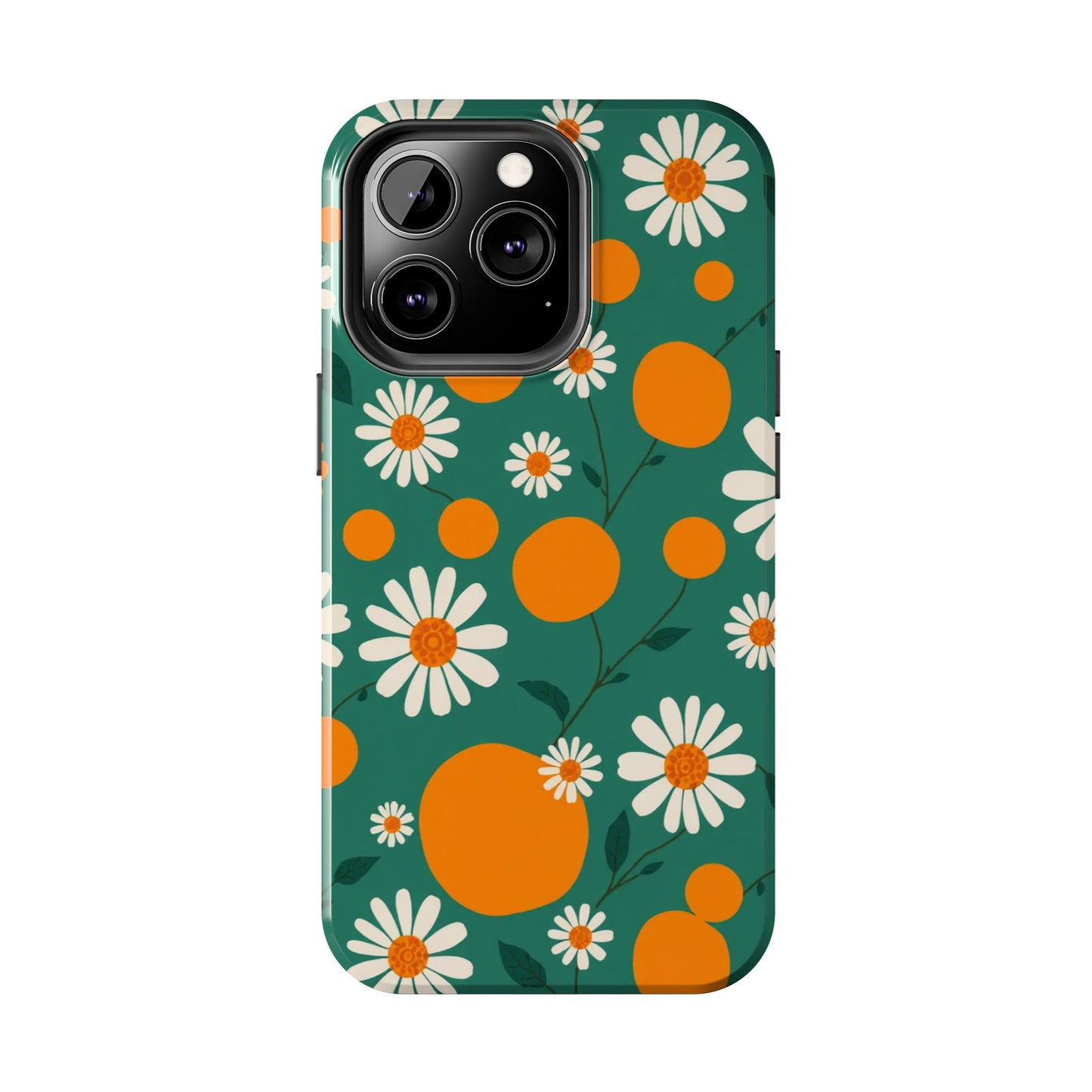 Floral Tough Phone Case - Daisy & Orange Design
