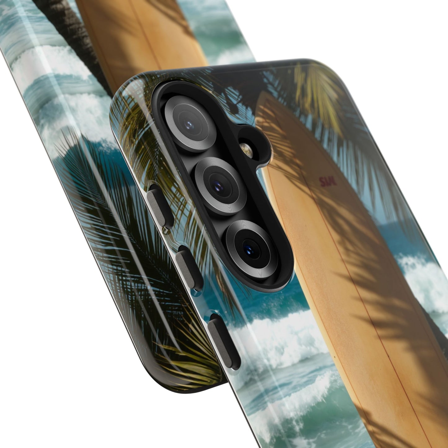 Tough Surfing Phone Case - Beach Vibes with Palm Trees & Surfboard