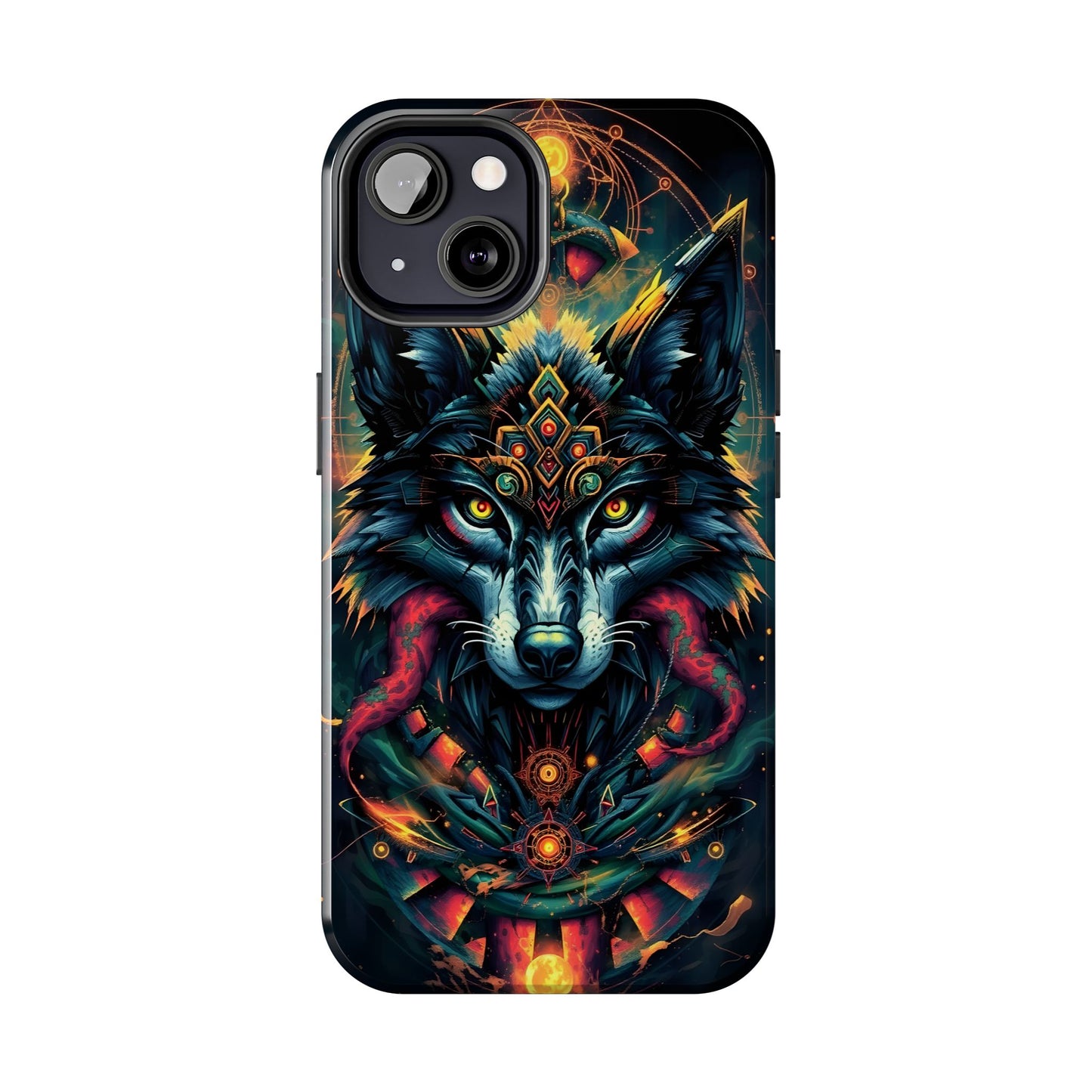Vibrant Mystical Wolf Art Tough Phone Case - Durable & Unique Design for Animal Lovers - for iPhone