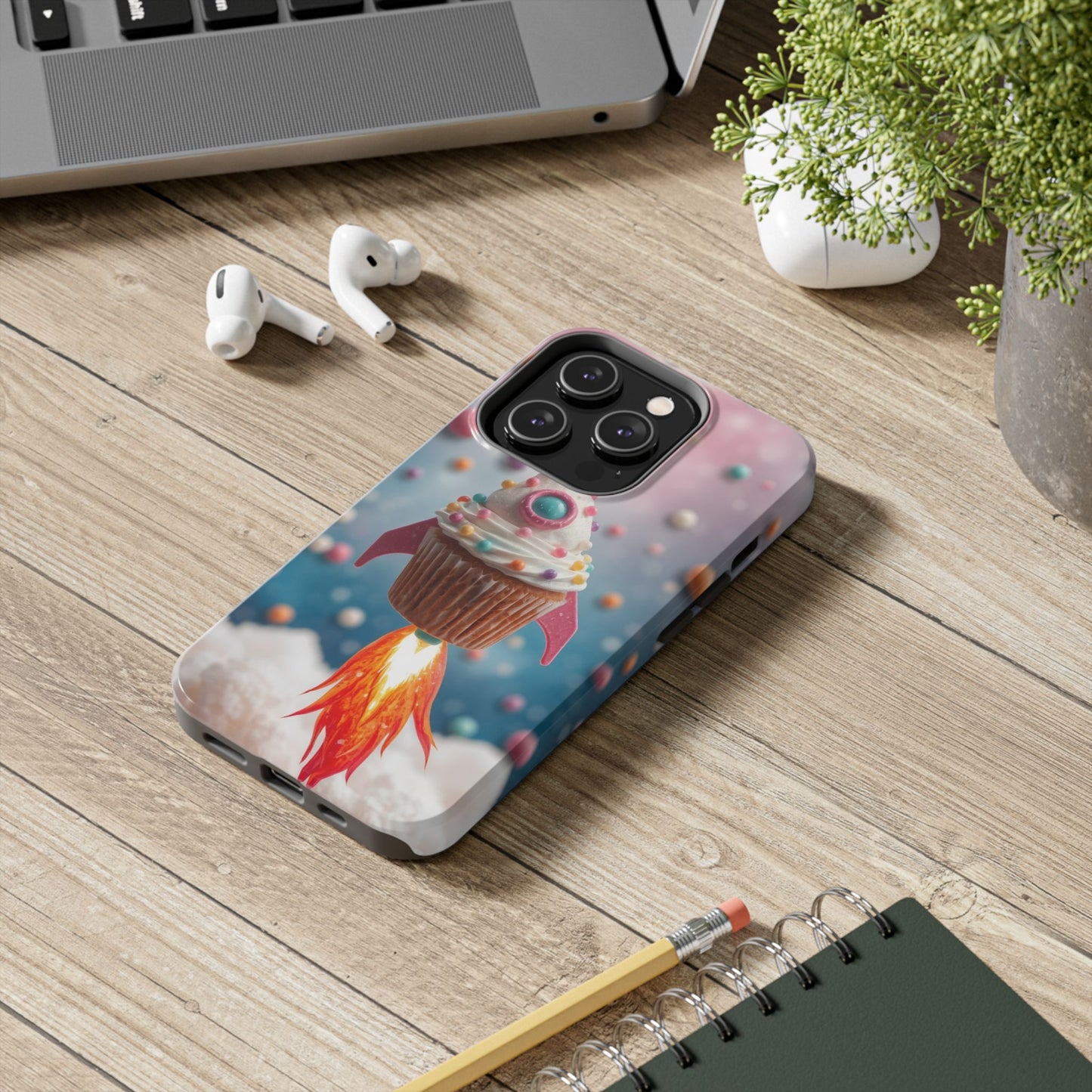 Whimsical Rocket Cupcake Phone Case - Fun Protective Case for Kids and Teens