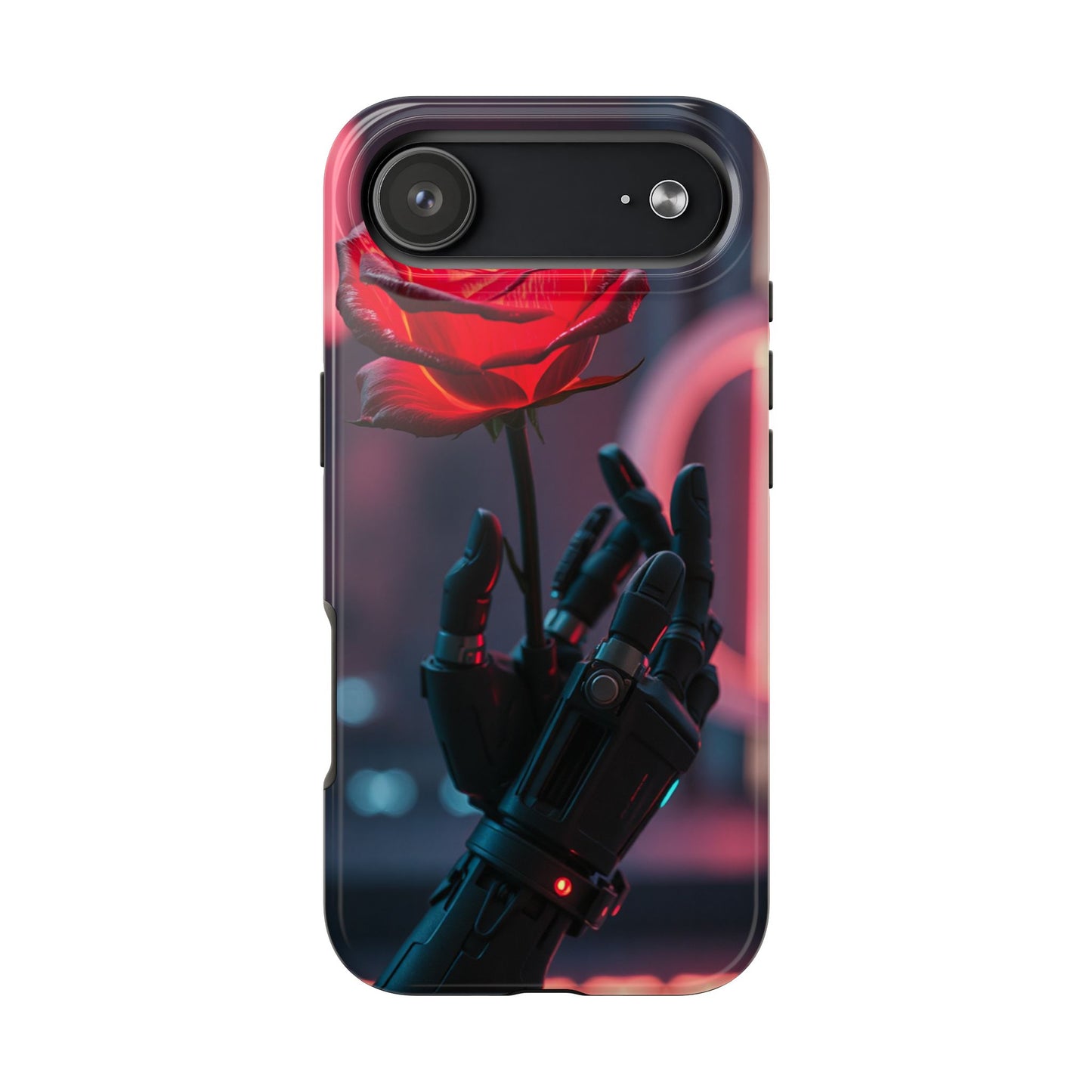 Futuristic Tough Phone Case with Robotic Rose Design | Durable Protection