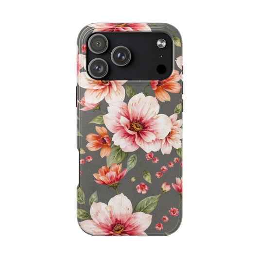Floral Pink Tough Phone Case - Stylish & Durable Floral Design - for iPhone