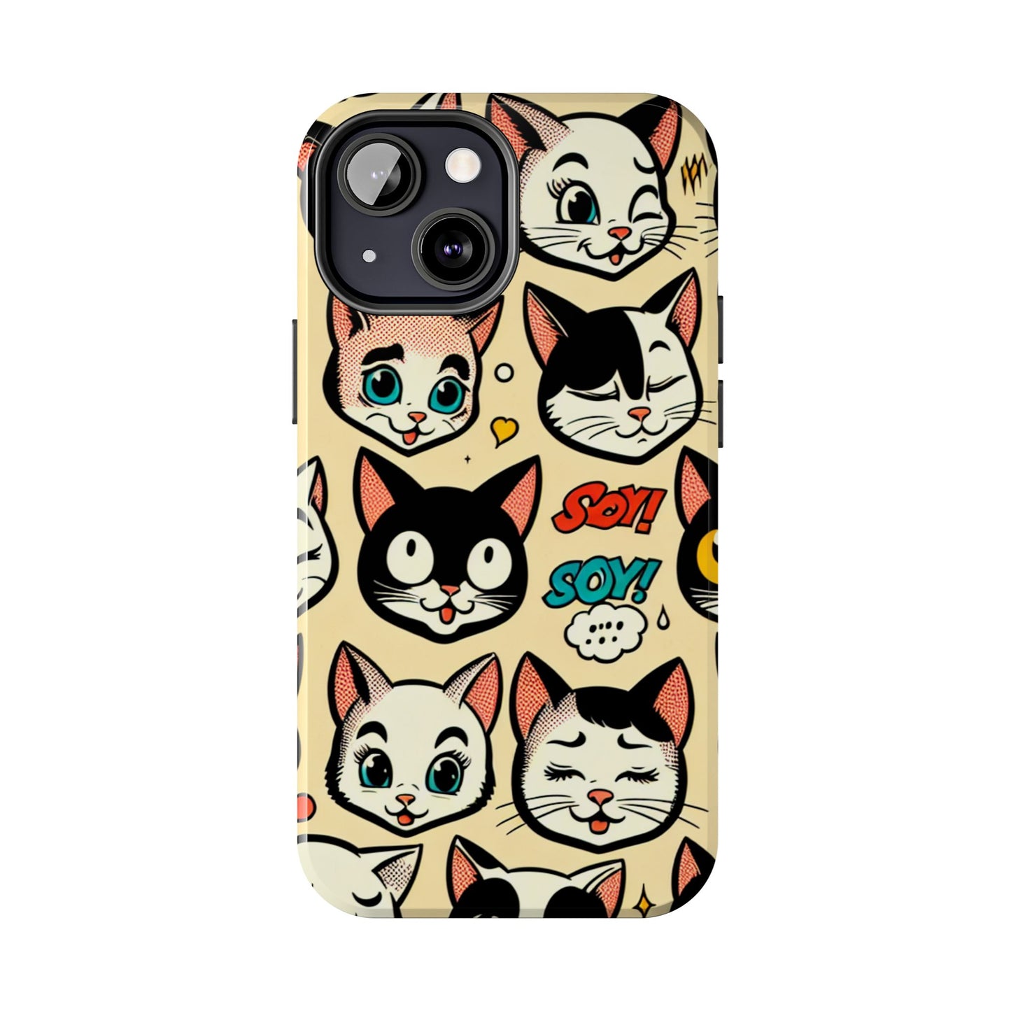 Playful Cat-Themed Tough Phone Case - Pet Pattern - for iPhone