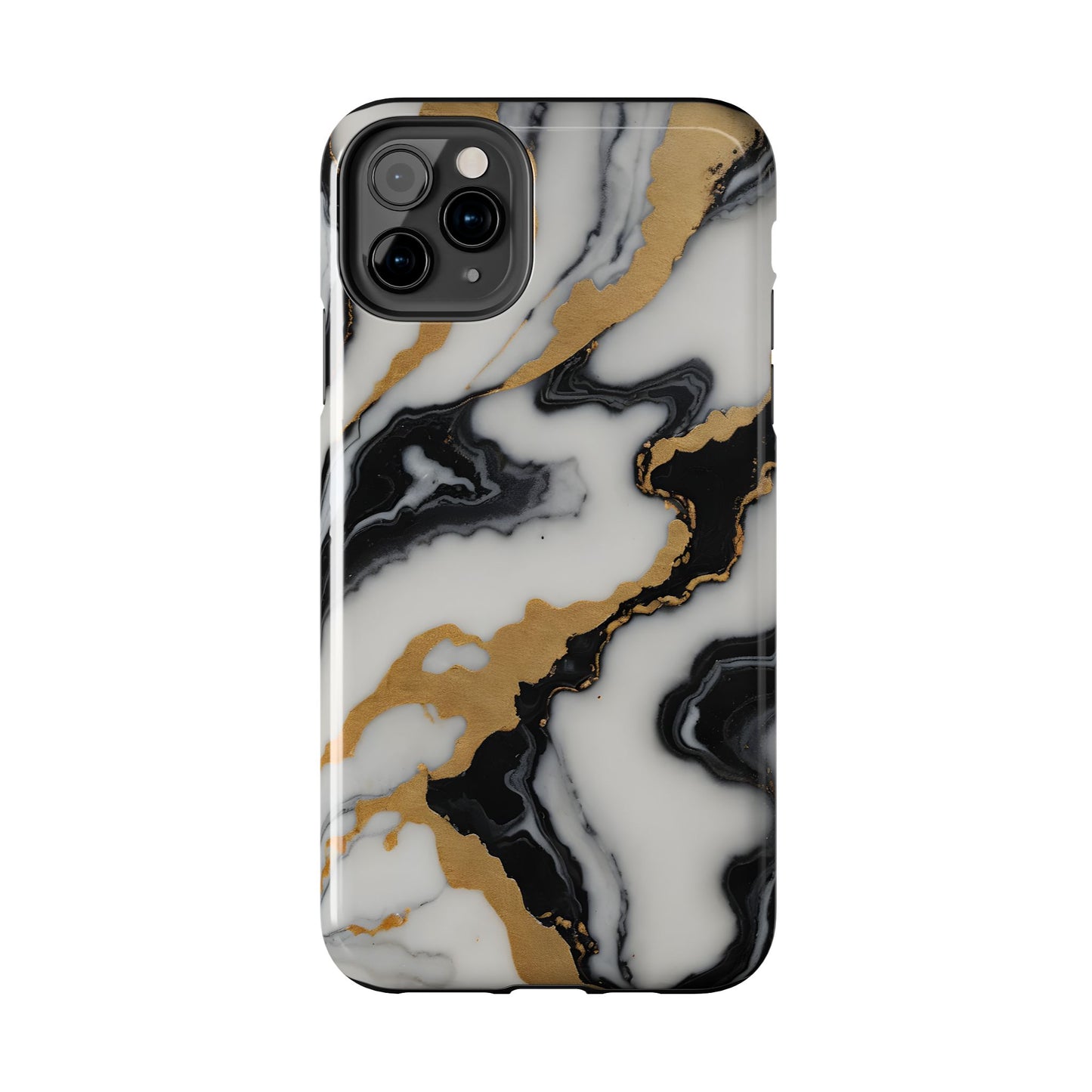 Elegant Gold Marble Tough Phone Case - Stylish Protection for Your iPhone