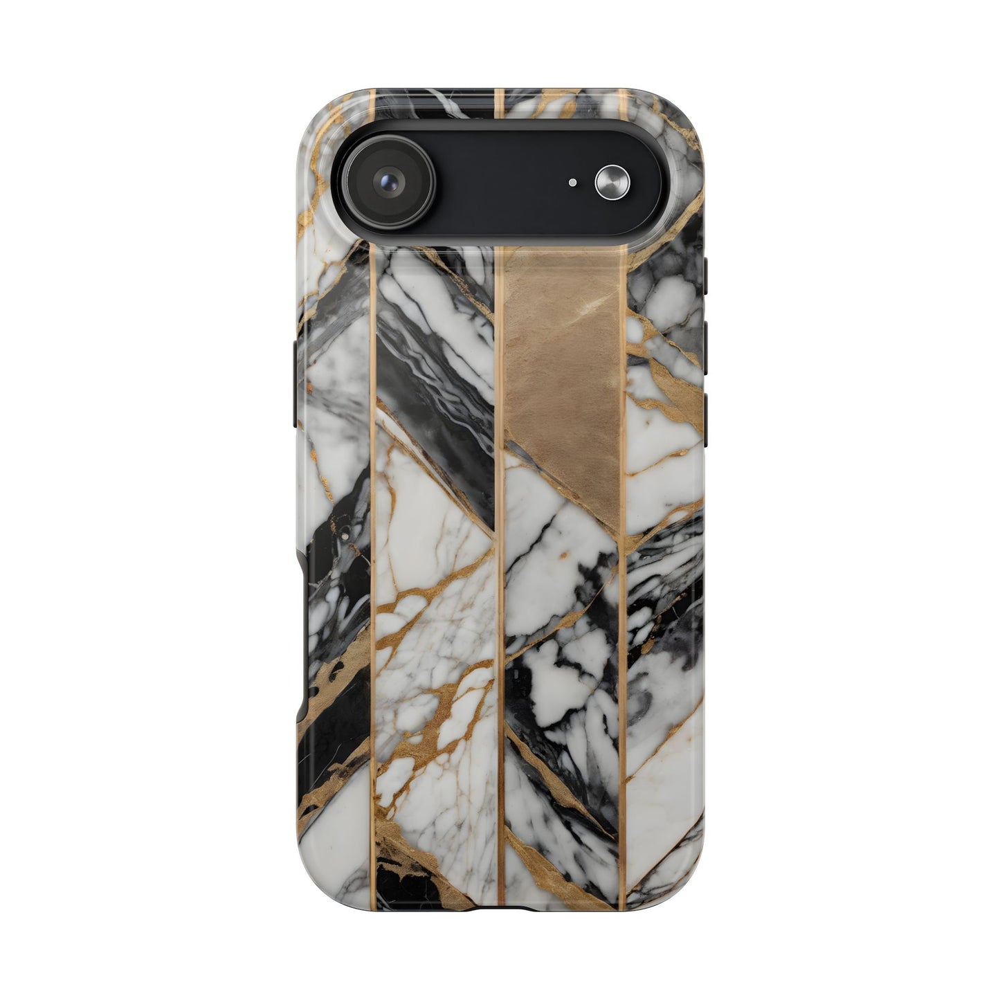 Marble Lines Tough Phone Case with Gold Accents - for iPhone