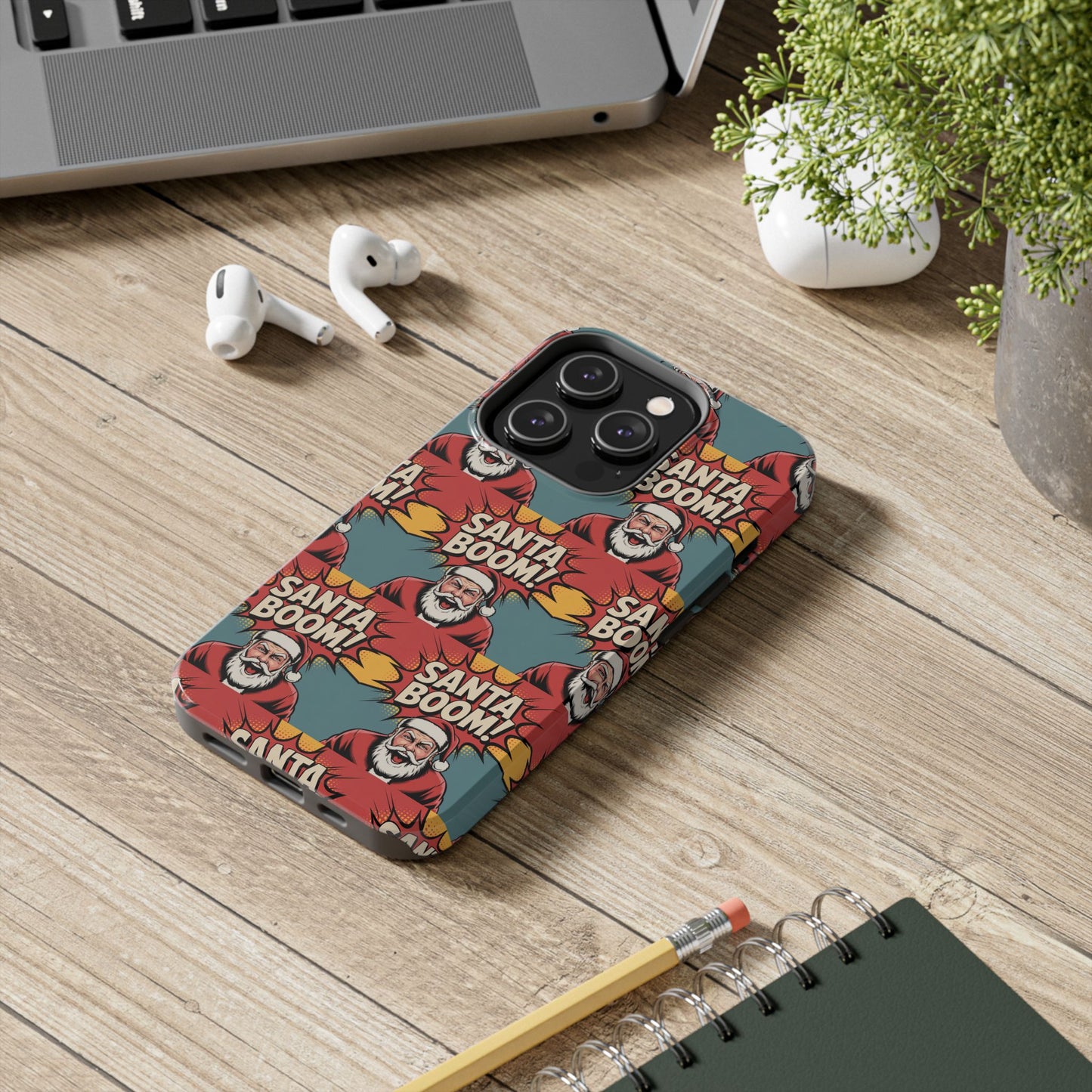 Festive Santa Boom Pattern Tough Phone Case