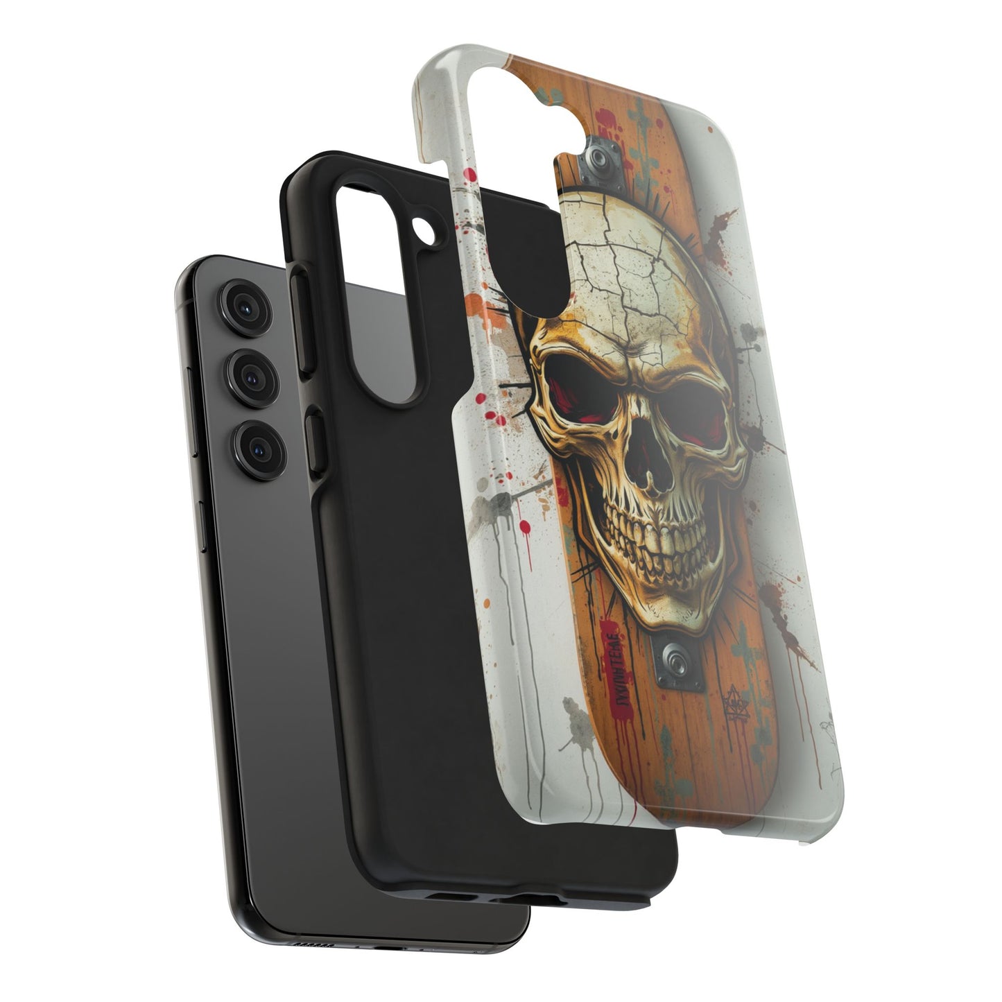 Edgy Skull Tough Phone Case - Durable Protection for Skateboard Enthusiasts