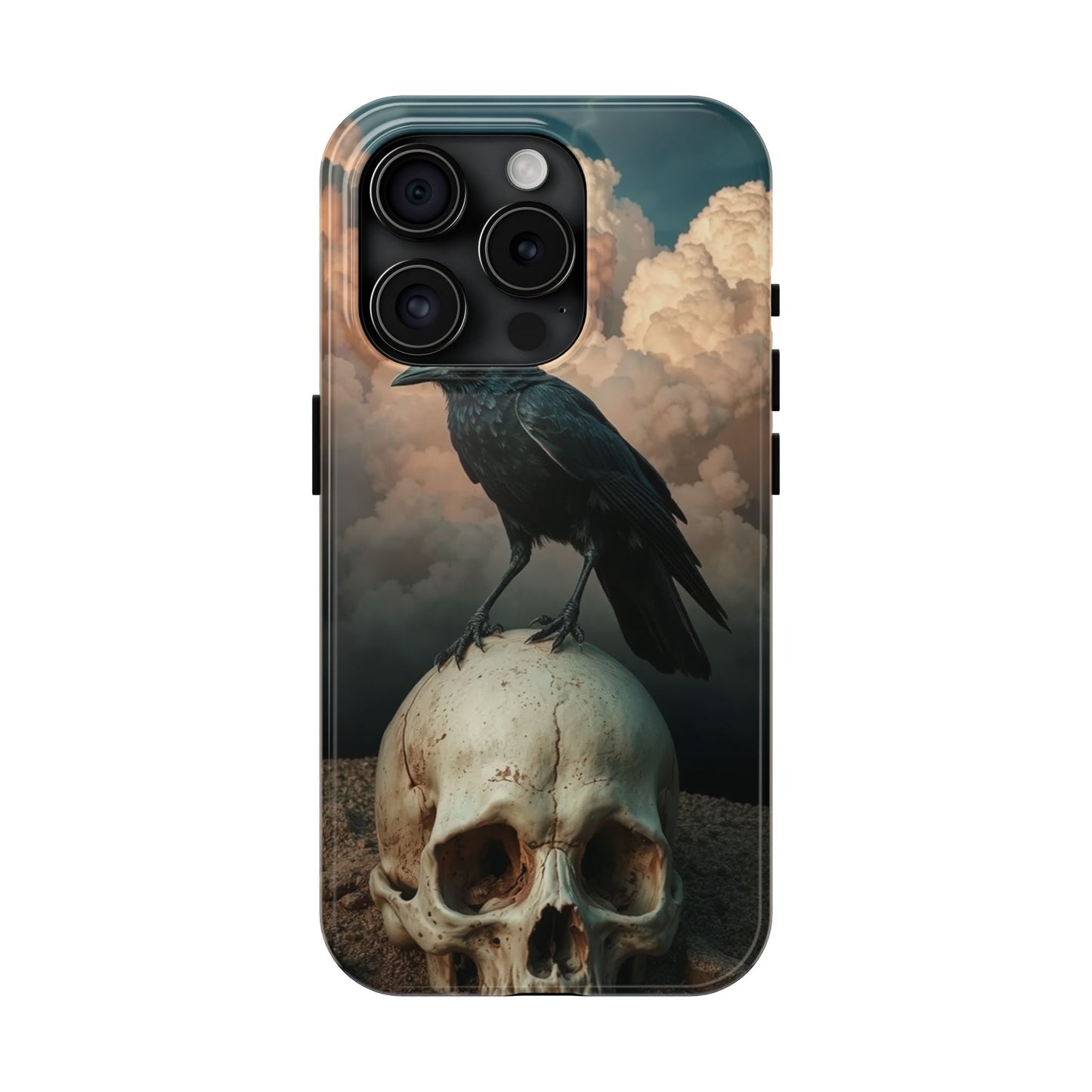 Gothic Raven Skull Tough Phone Case - Unique Protective Cover for Halloween Lovers