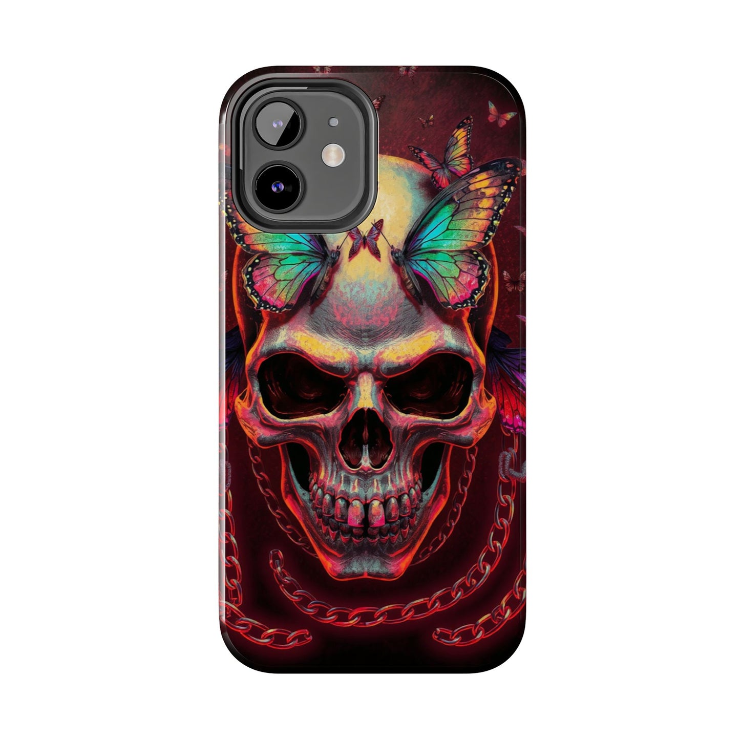 Gothic Skull Phone Case with Butterflies - Durable Tough Phone Case