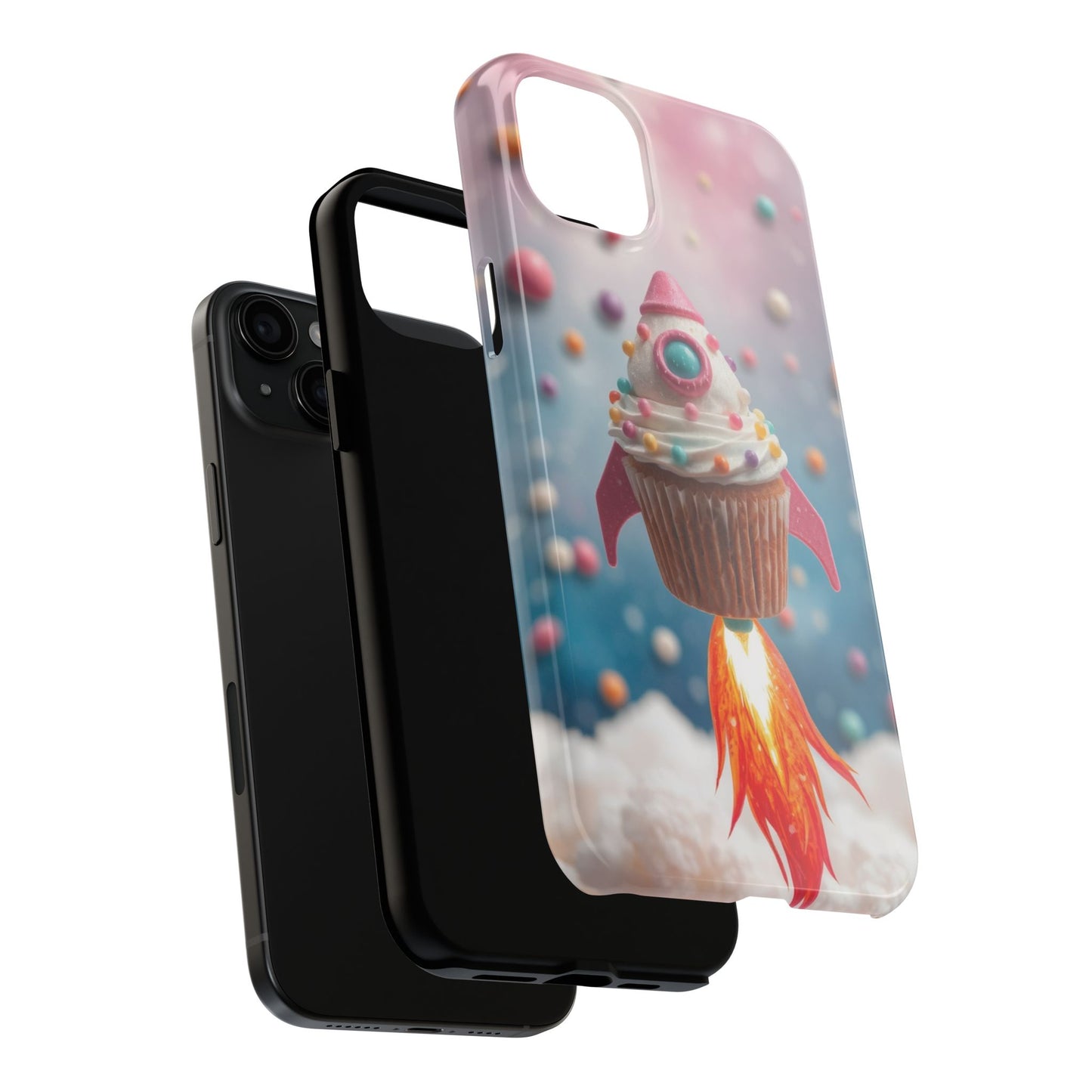 Whimsical Rocket Cupcake Phone Case - Fun Protective Case for Kids and Teens