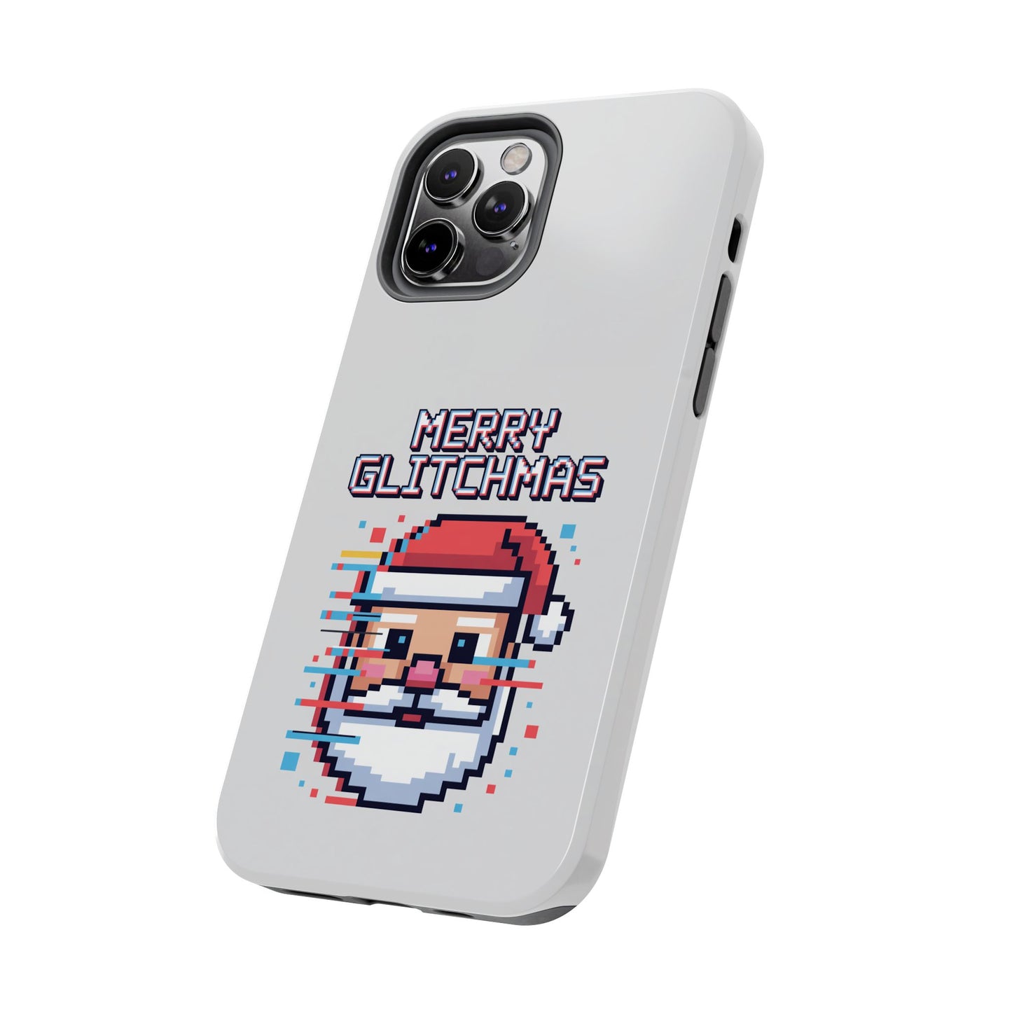 Merry Glitchmas Phone Case - Christmas Pixel Art Design for iPhone