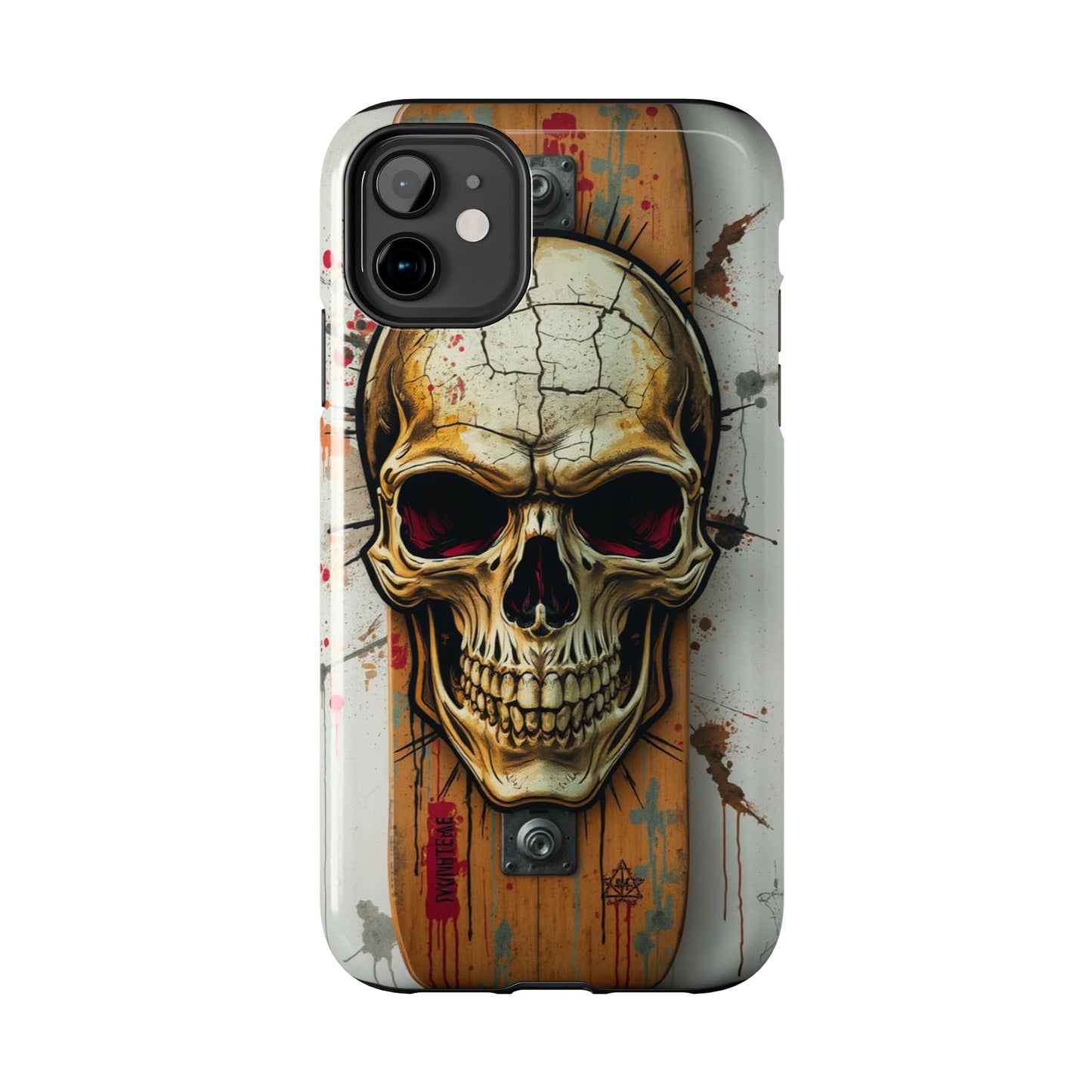 Edgy Skull Tough Phone Case - Durable Protection for Skateboard Enthusiasts