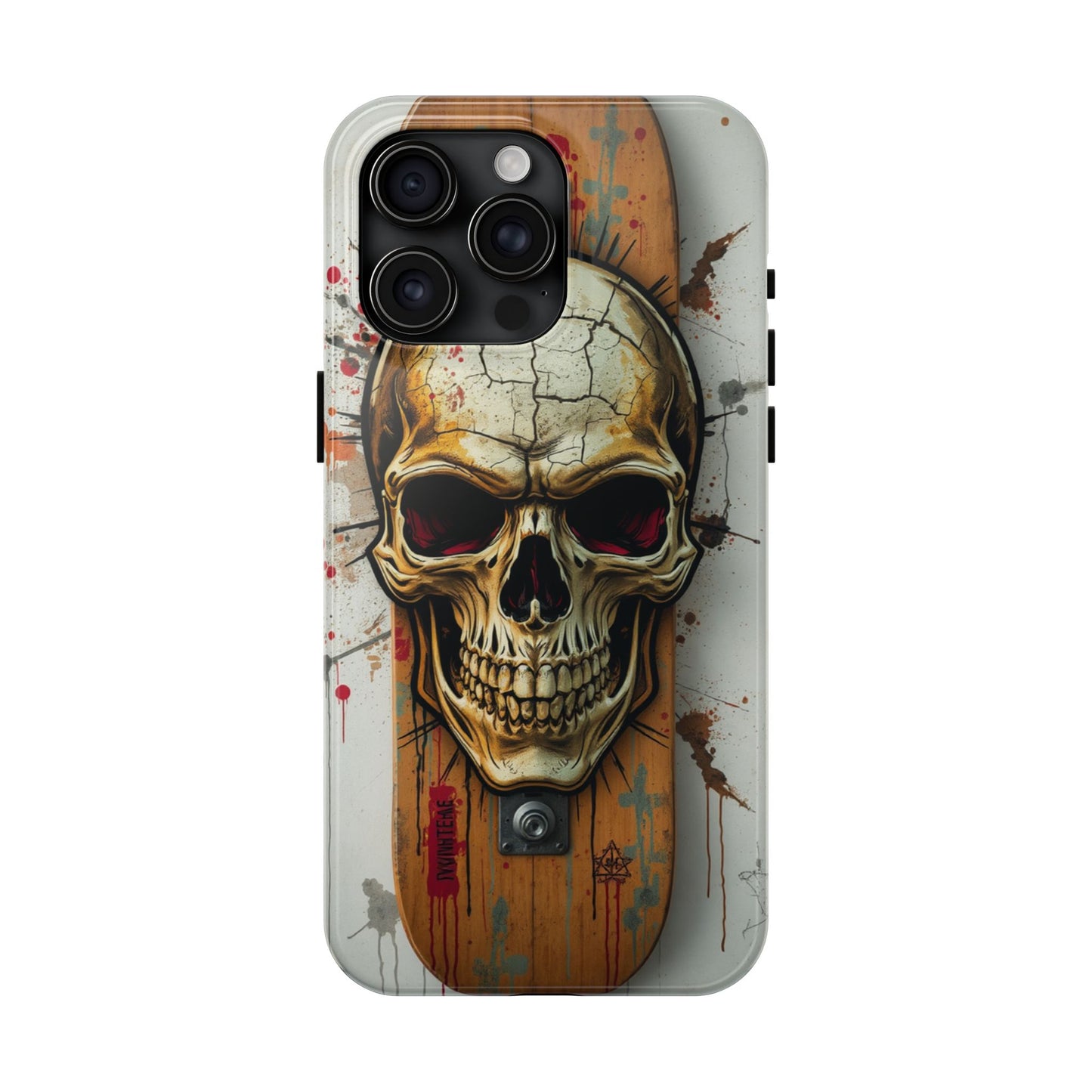 Edgy Skull Tough Phone Case - Durable Protection for Skateboard Enthusiasts