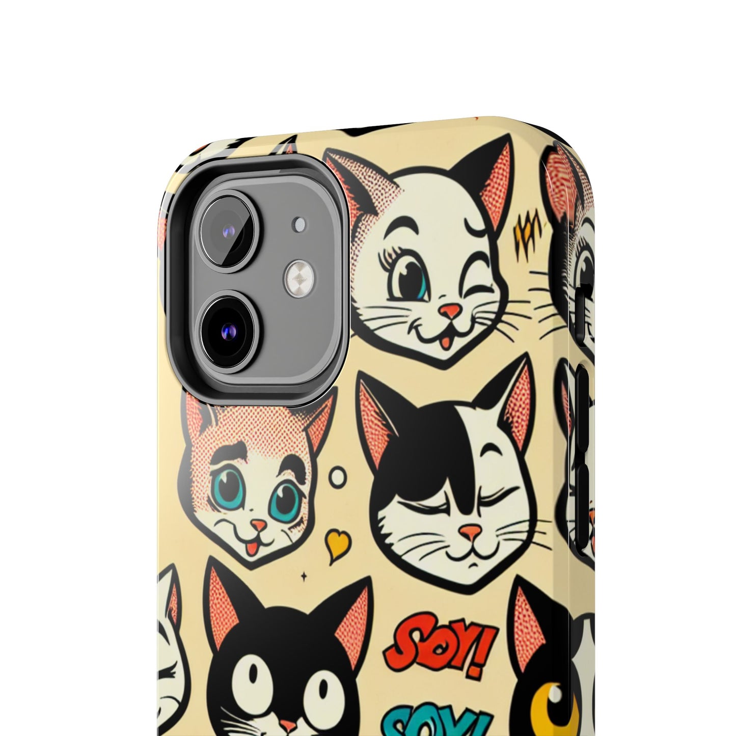 Playful Cat-Themed Tough Phone Case - Pet Pattern - for iPhone