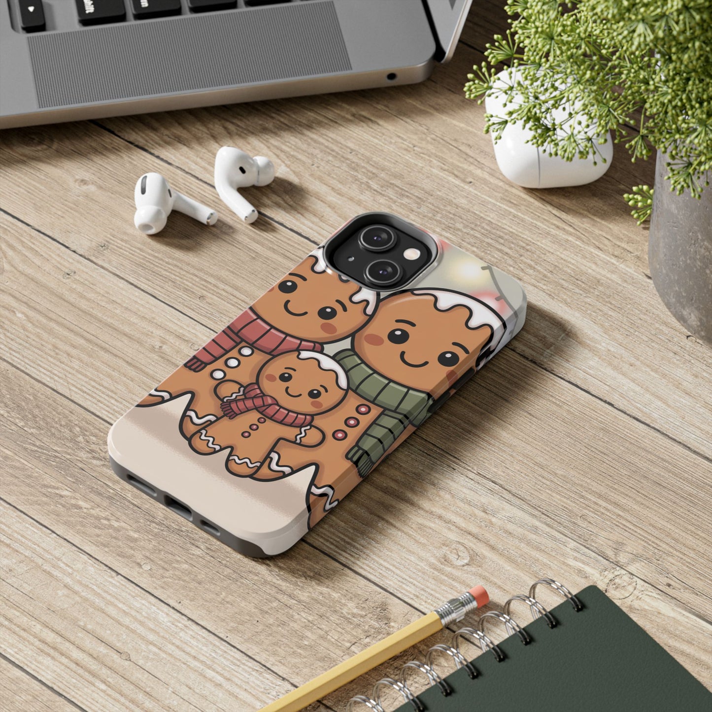 Gingerbread Cartoon Family Tough Phone Case – Festive Holiday Protection