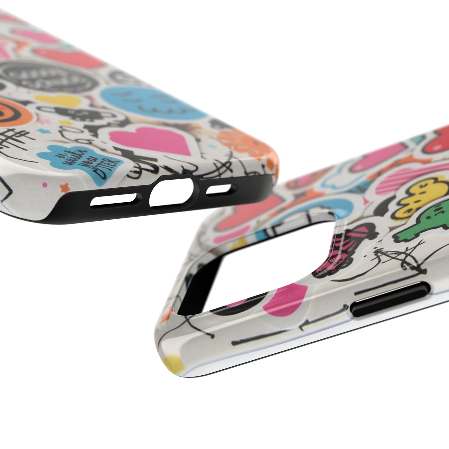 Colorful Stickers Phone Case - Fun & Trendy Tough Phone Cases
