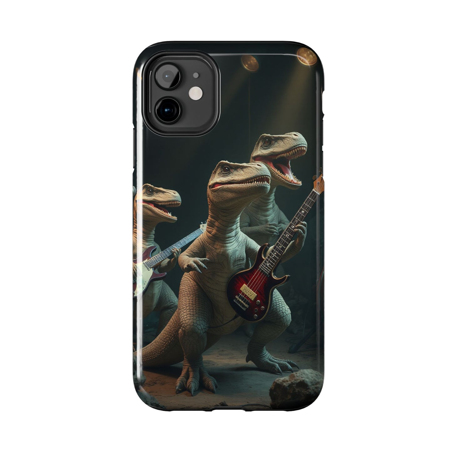 Rockin' Dinosaur Tough Phone Cases - Perfect for Music Lovers and Kids!