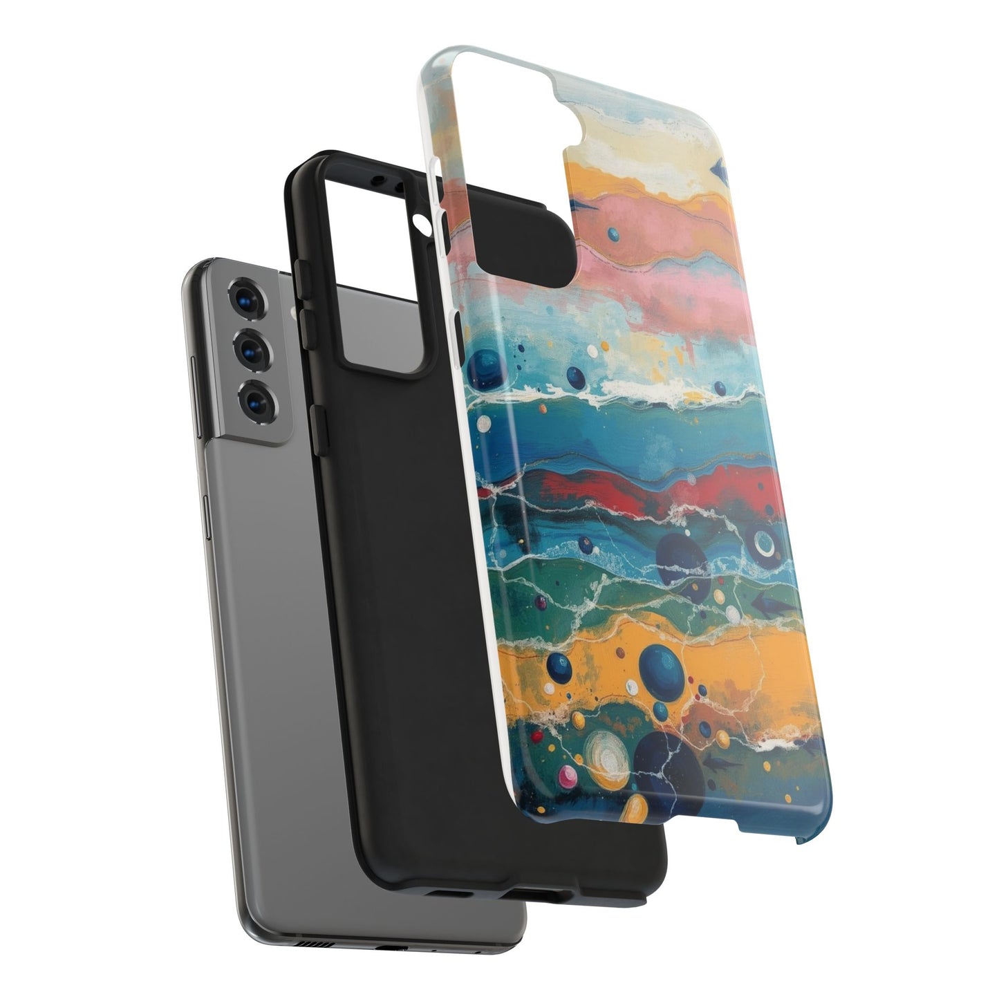 Artistic Tough Phone Case - Vibrant Waves Design for Unique Style