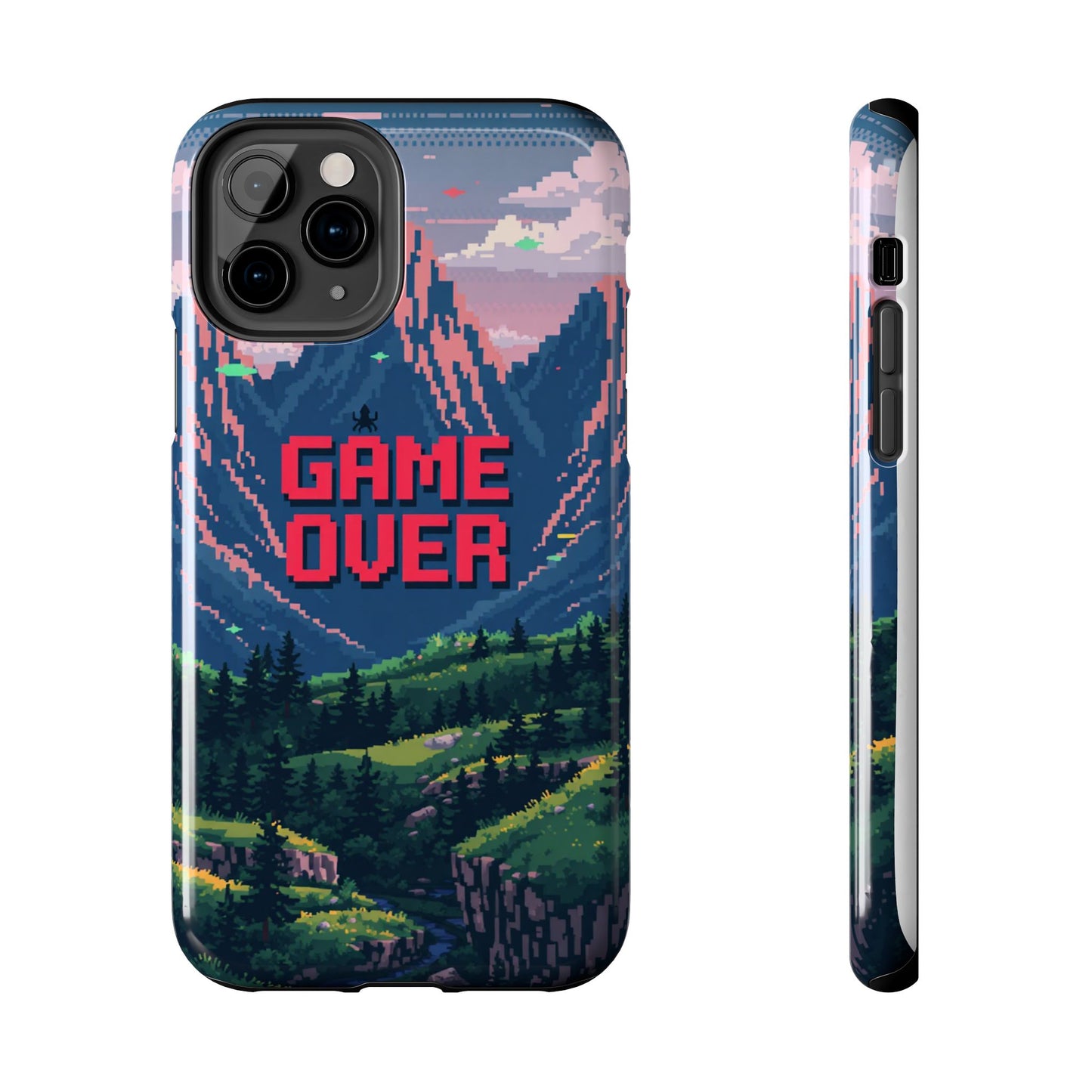 Pixel Art Tough Phone Case - 'Game Over' Design for Gamers